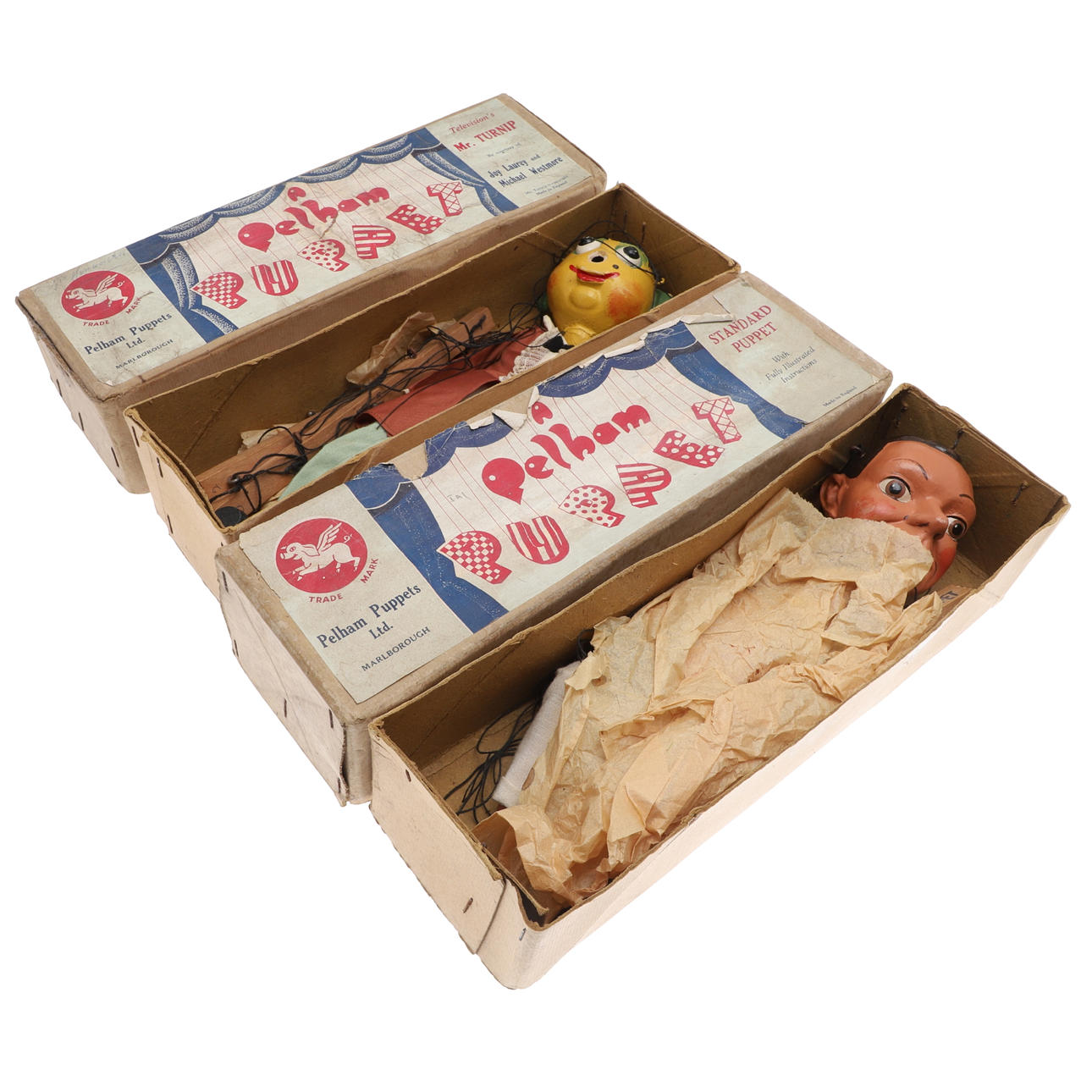 VINTAGE BOXED PELHAM PUPPETS.