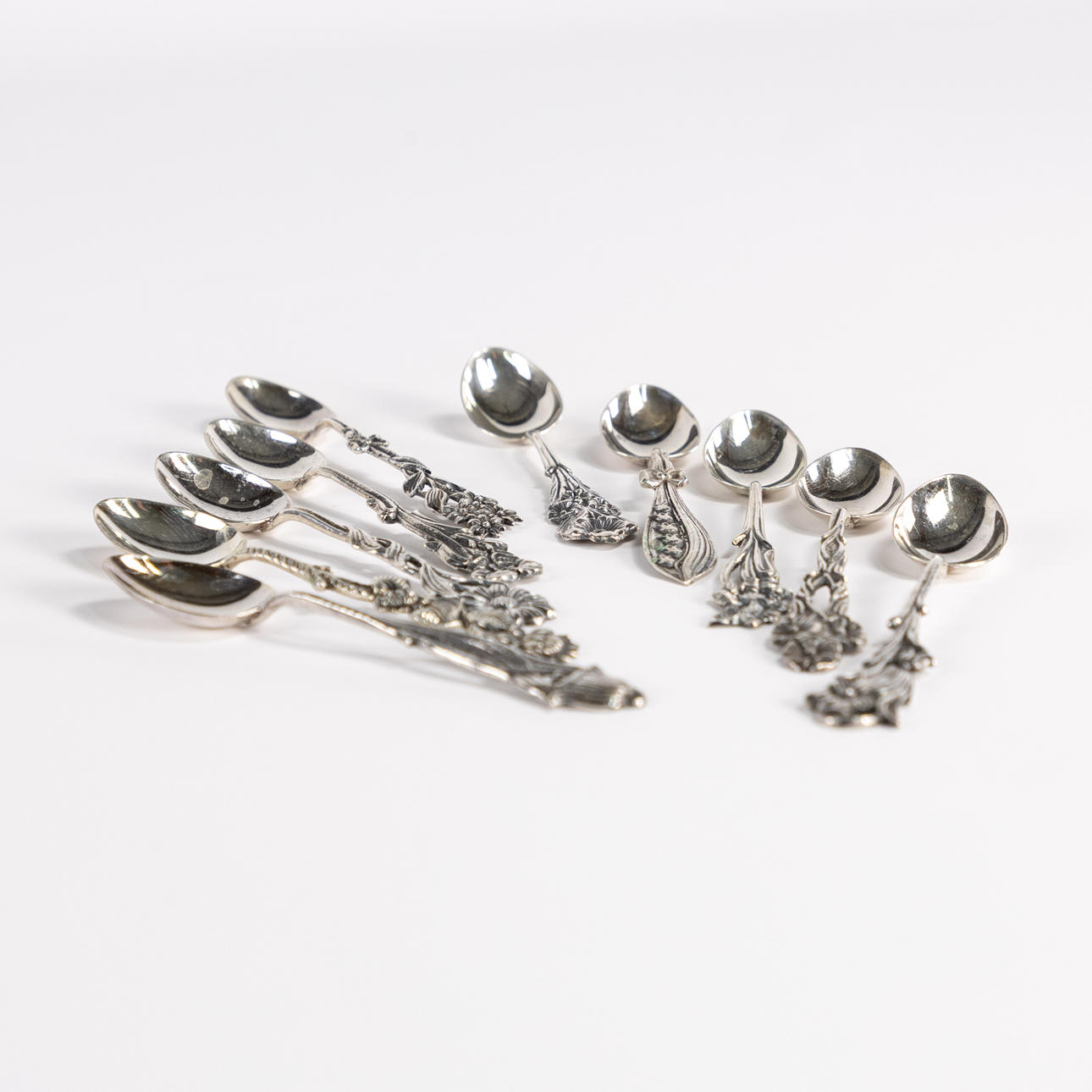 COFFEE SPOONS, 10 pcs, "Svensk Flora", silver.