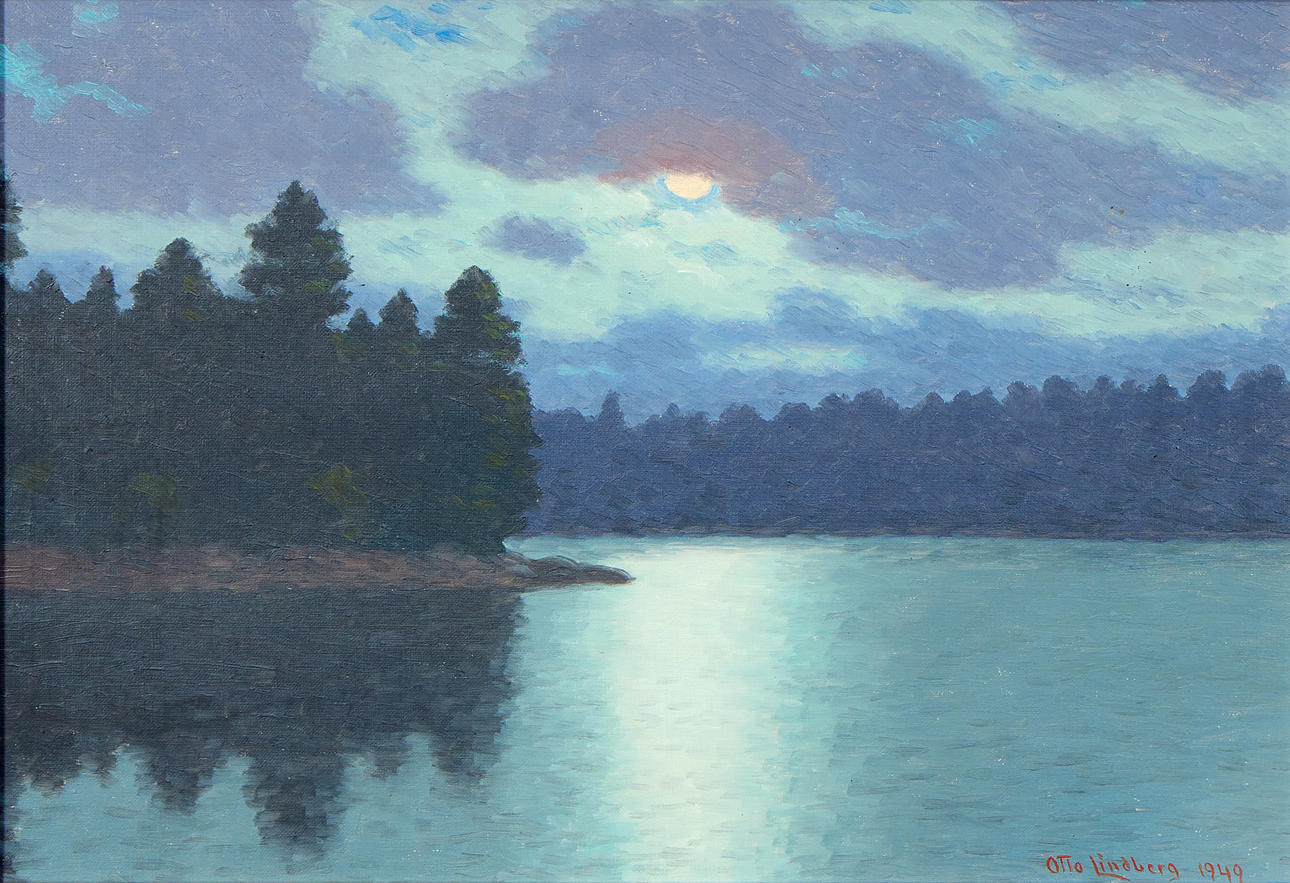 OTTO LINDBERG. Månskenslandskap.