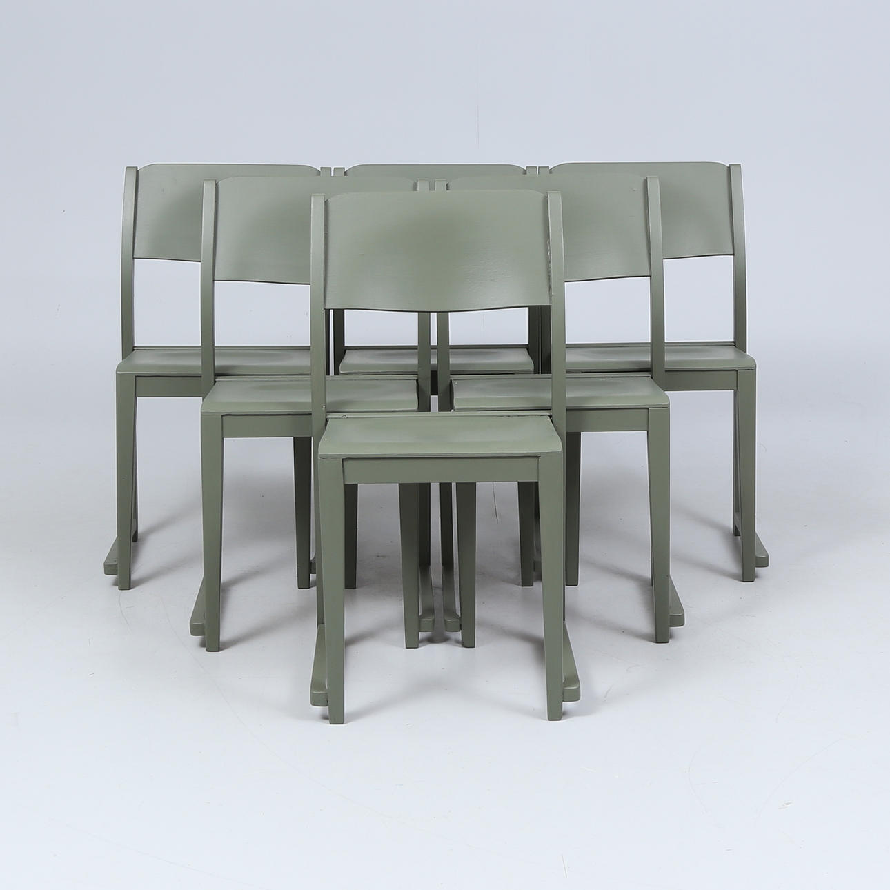 CHAIRS, 6 pcs, Orchestra model, painted, stackable, 20th century.