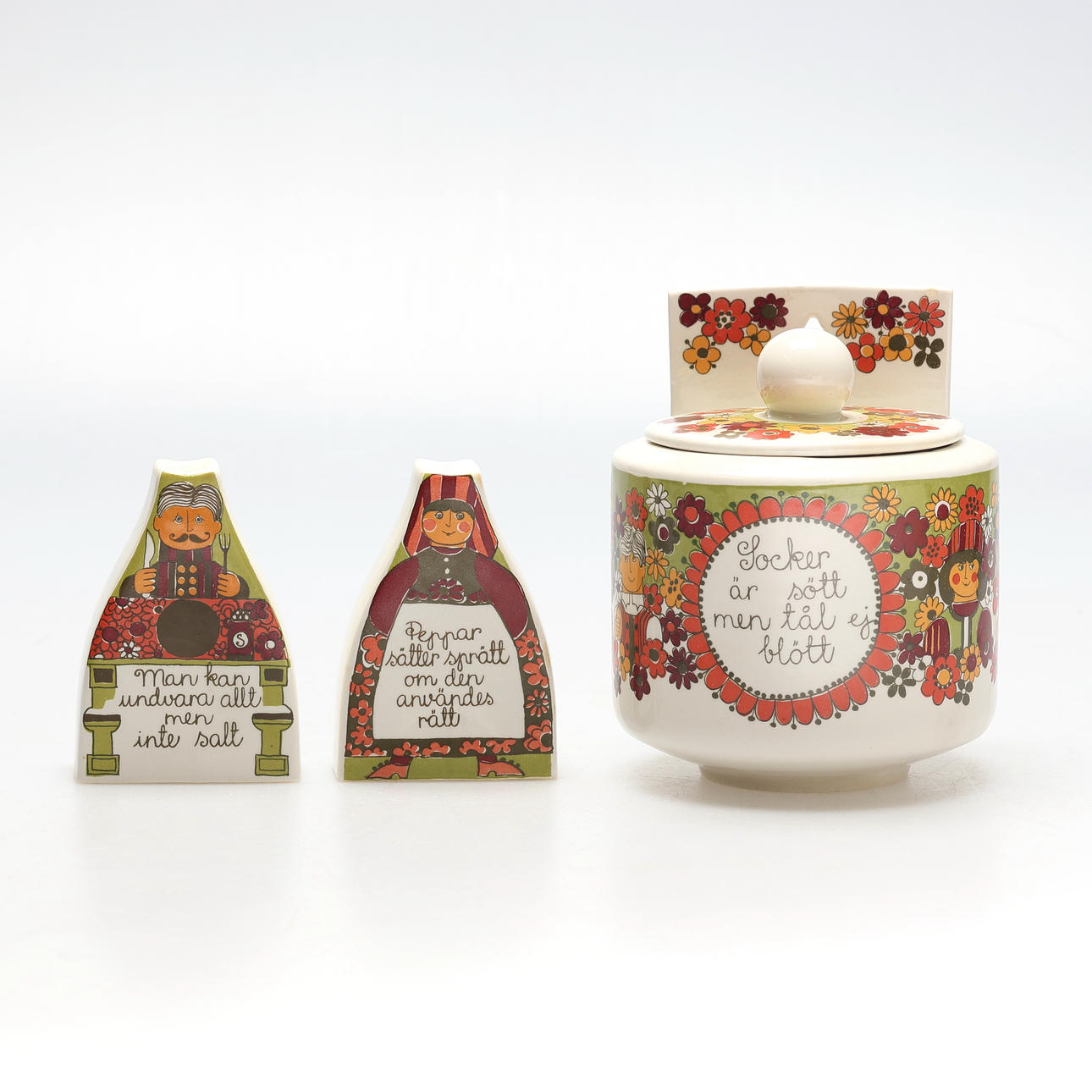 STORAGE JAR, 2 salt jars “FOLKLORE”.