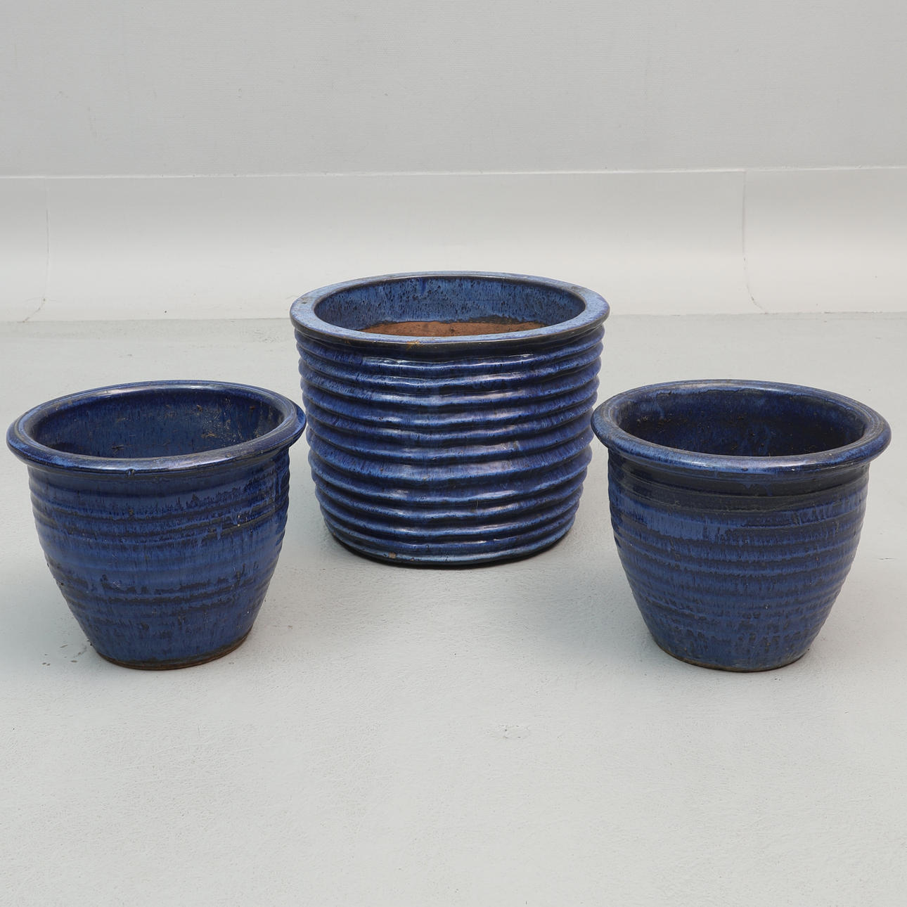 GARDEN POTS, 3 pcs, glazed earthenware.