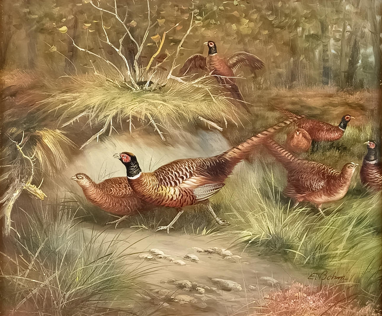 BOHM, E. Pheasant nest, ca. 1979, oil on canvas.