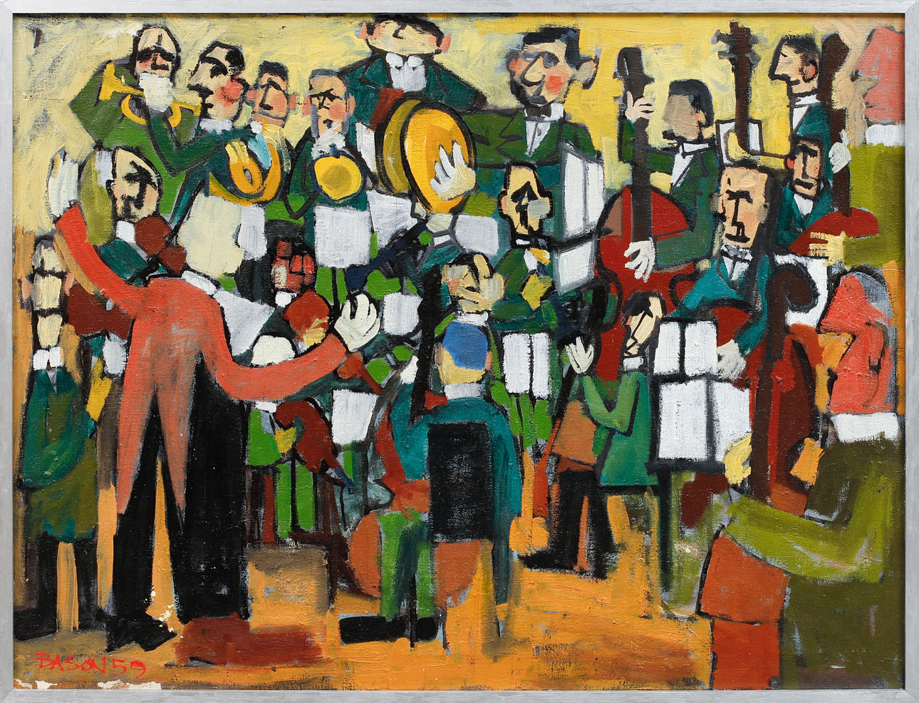 BENGT ANDERSSON RÅSSBYN. Orchestra, oil on canvas, signed BASON, dated 59.
