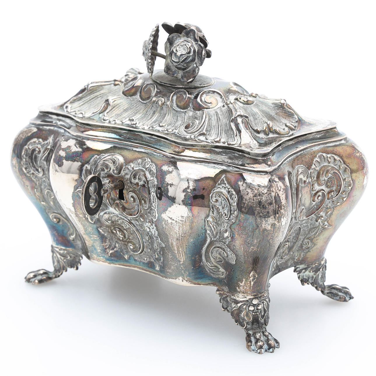 A silver rococo style box, GAB, 1992.