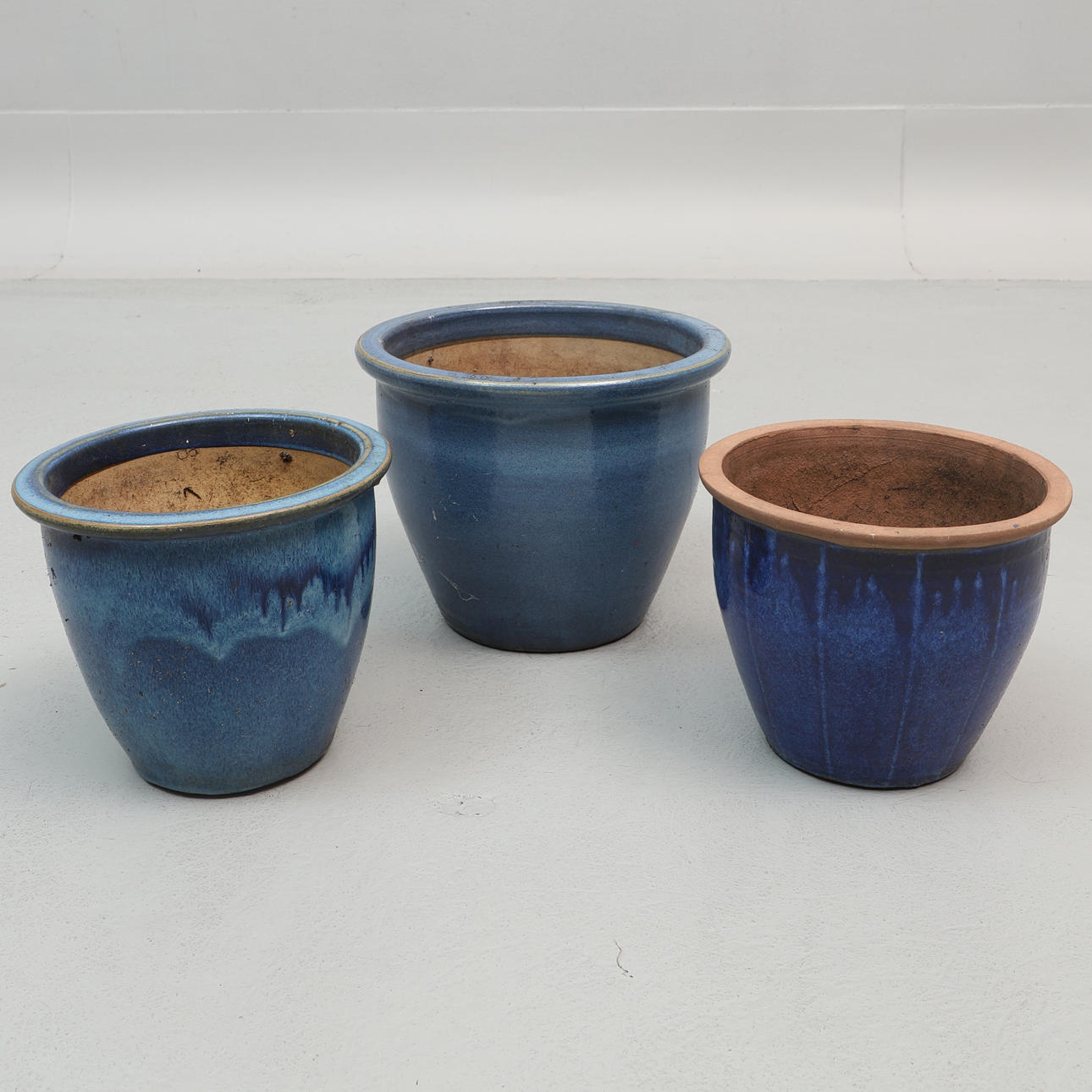 GARDEN POTS, 3 pcs, glazed earthenware.