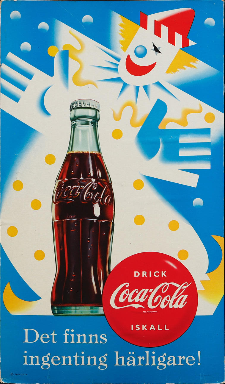ADVERTISING SIGN, “Coca-Cola”, cardboard.