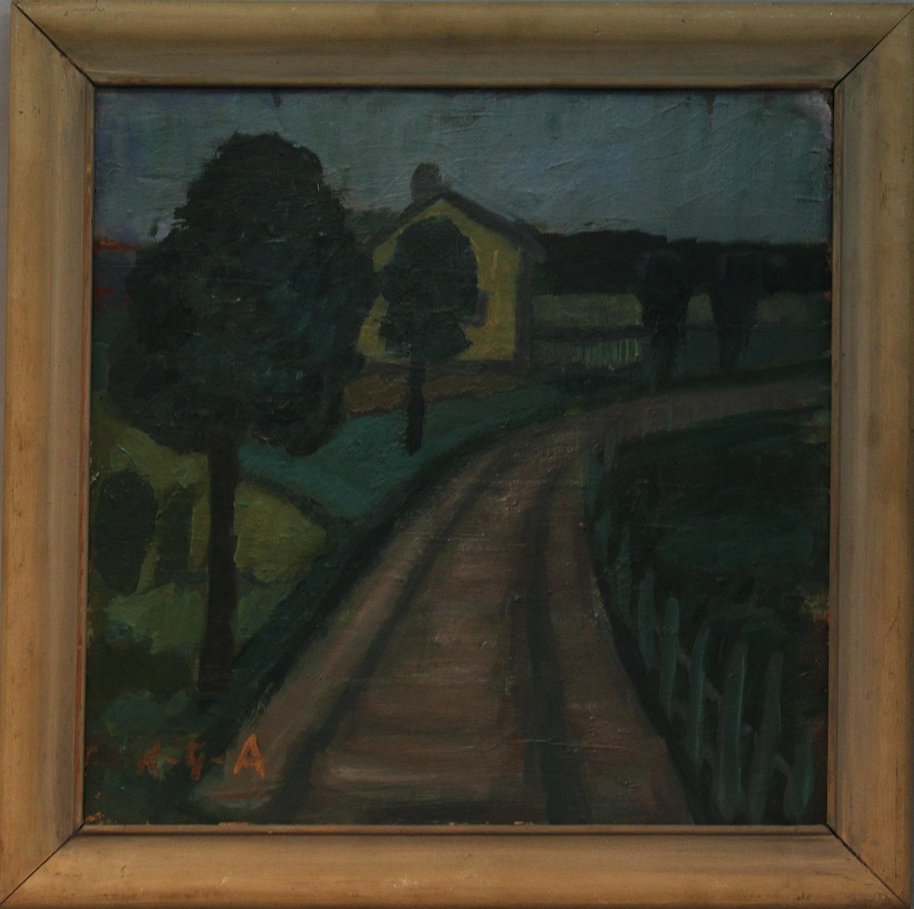 KARL-GUSTAV ANDERSSON. Landsväg. Olja på pannå. Signerad K-G-A.