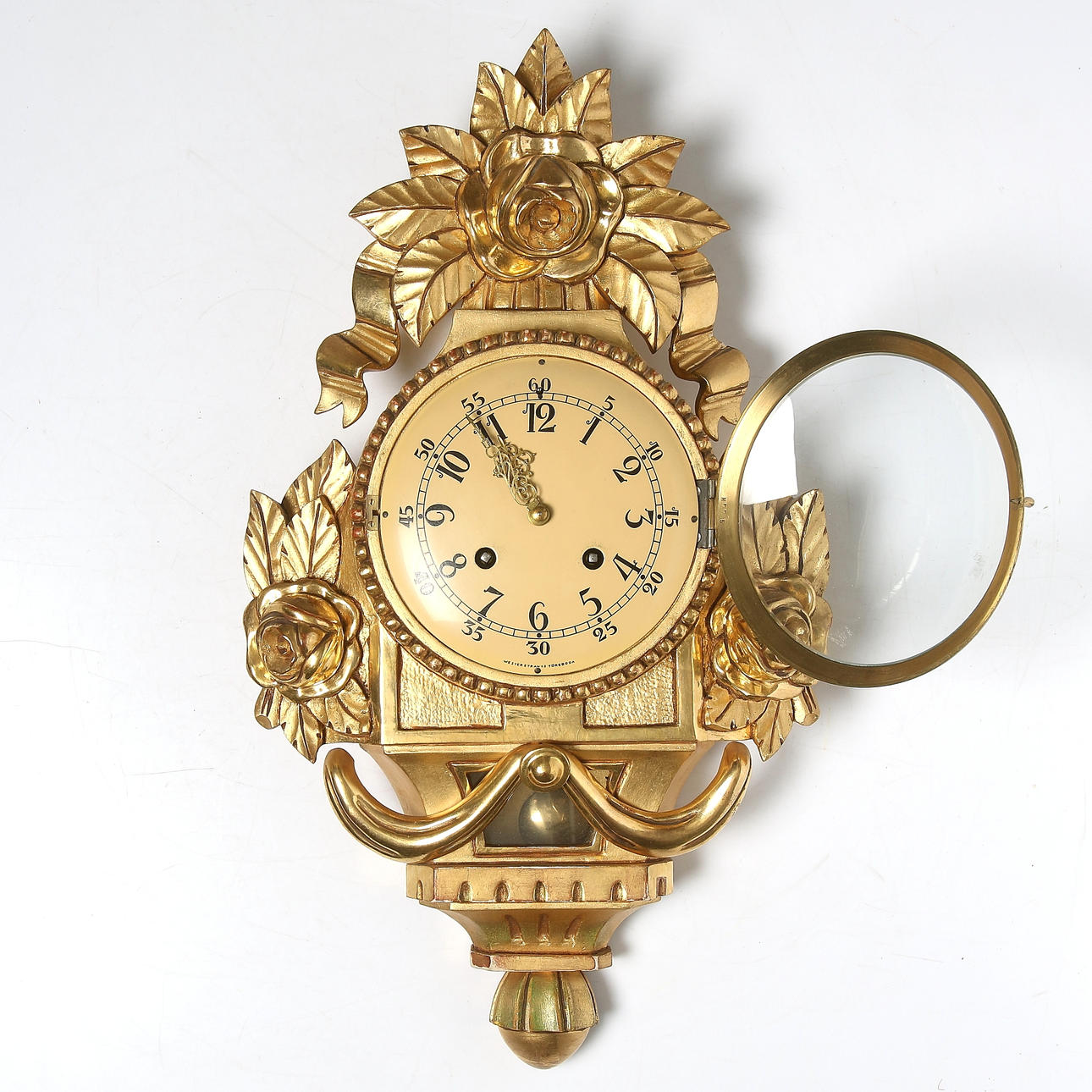 GULDPENDYL Tre Rosor Rokokostil 1900 tal Klockor Ur V ggur 
