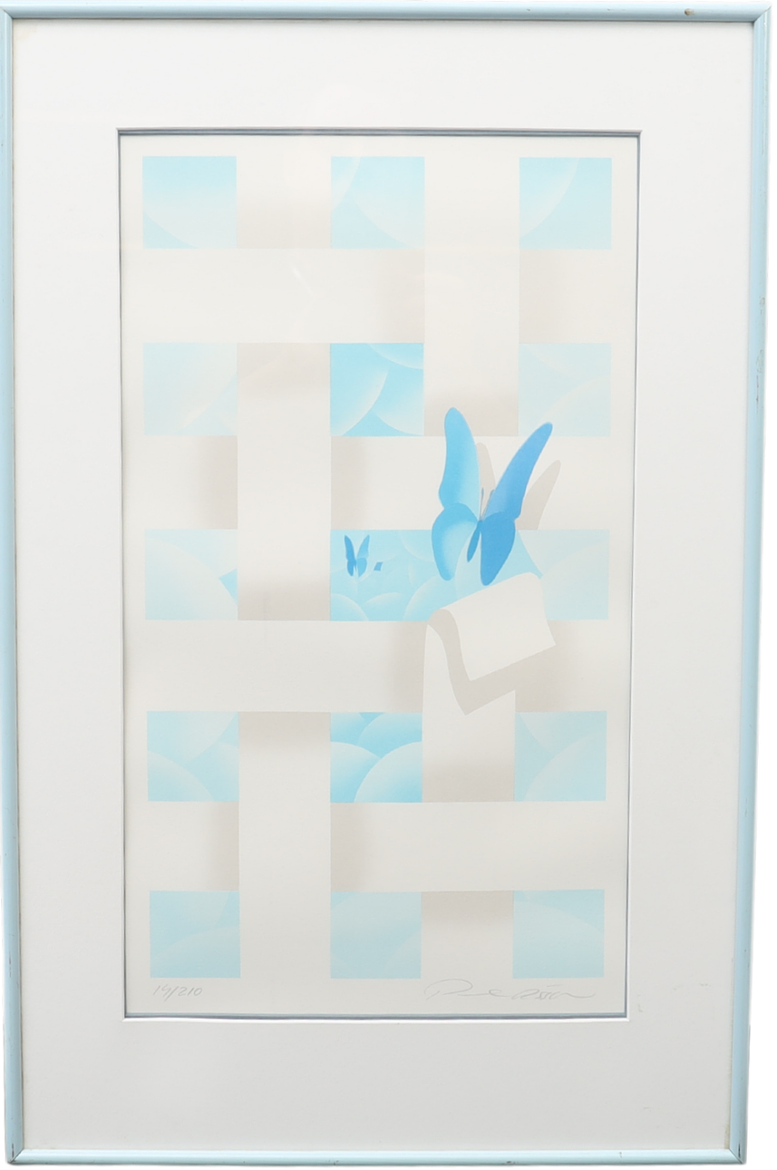 PAUL RIESSER. Composition with butterfly, signed and numbered.