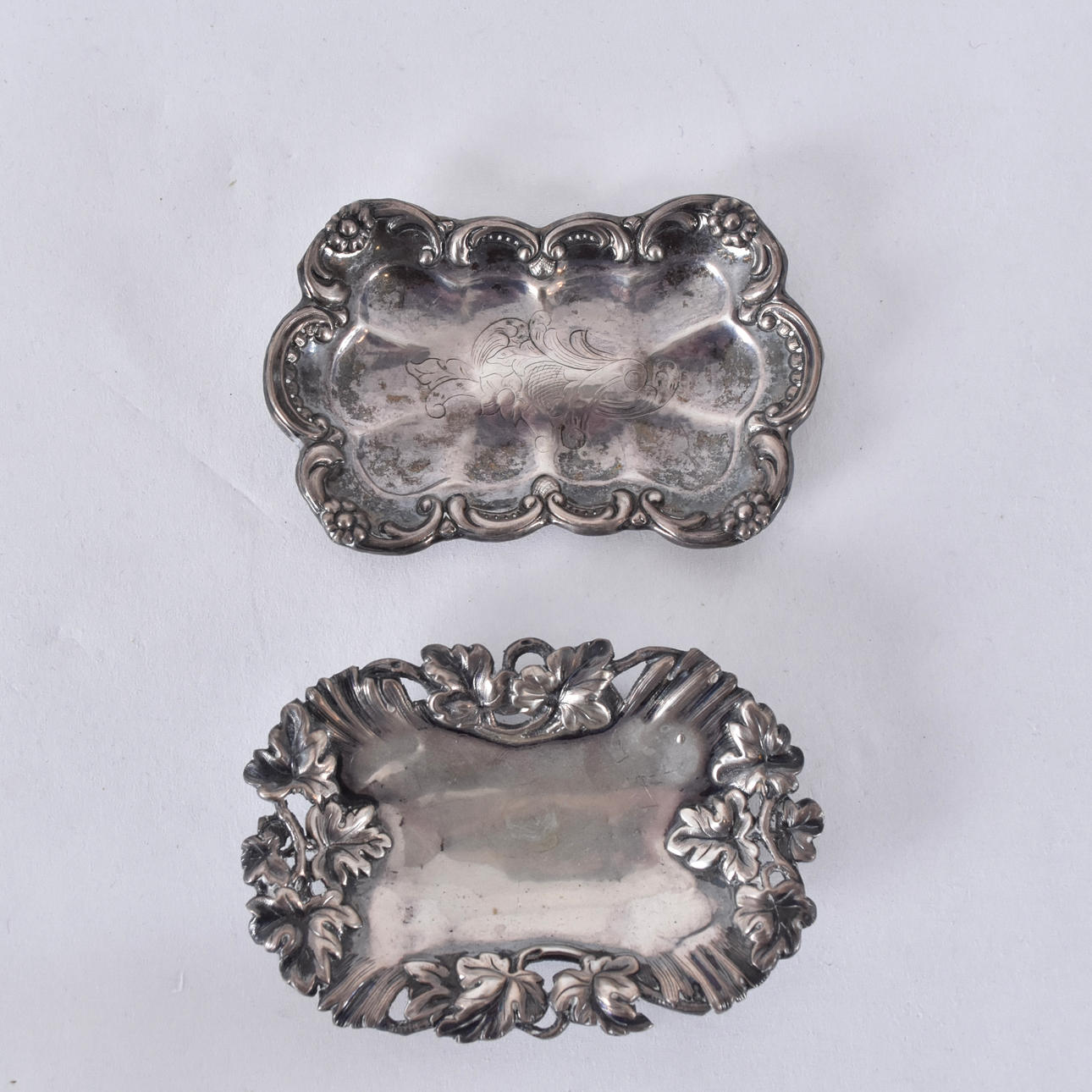 NÅLFAT, 2 st, silver 1800-tal.