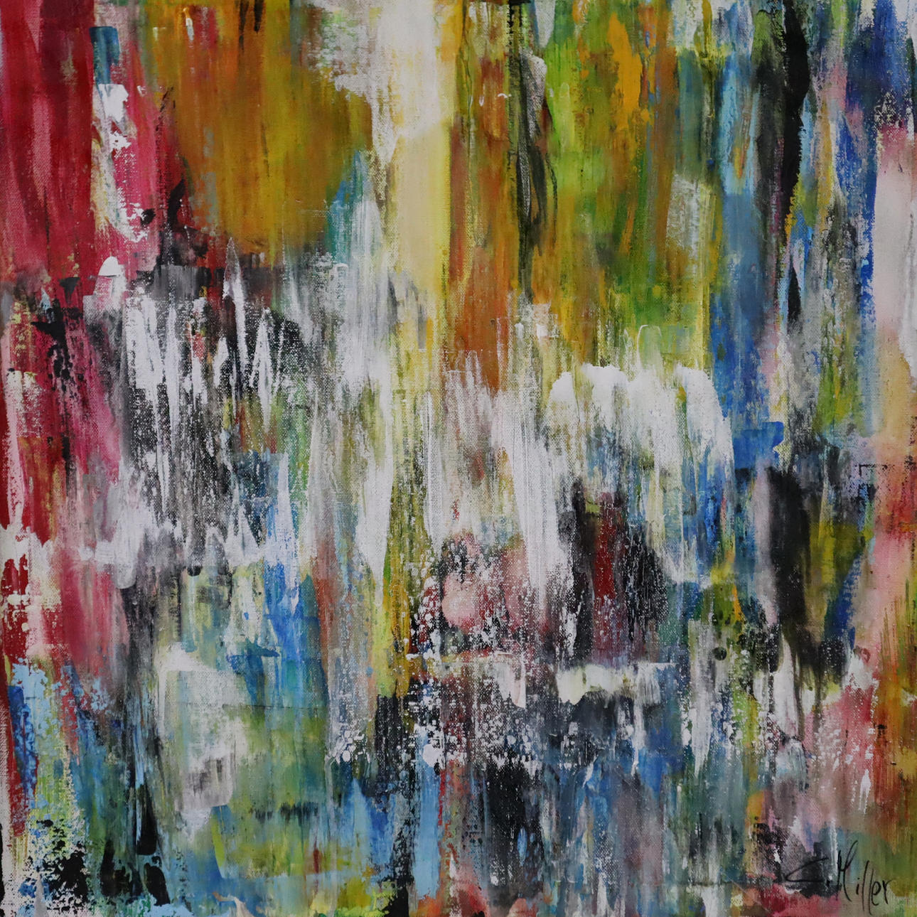 MILLER, C. Abstraction IV, acrylic on canvas.