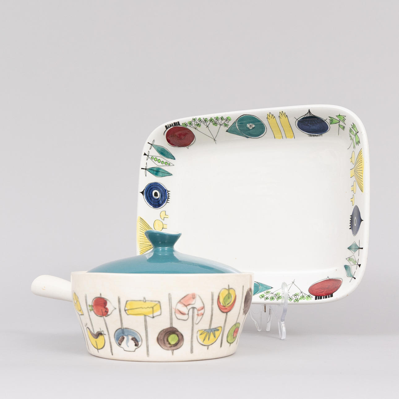 A 'Picnic' and 'Cocktail' platter, flintware, Rörstrand and Upsala Ekeby.