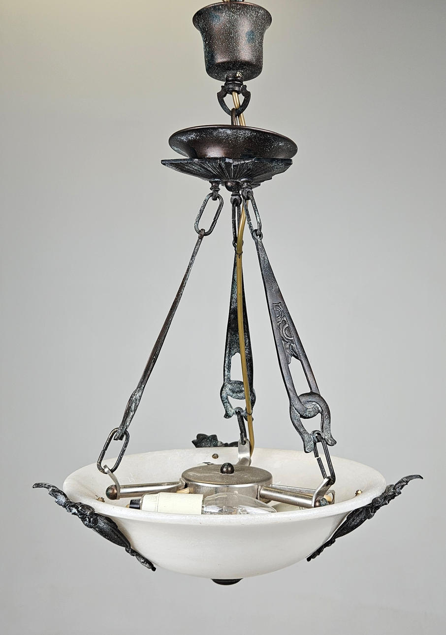 A 20th-century alabaster ceiling lamp, height approx. 55 cm.