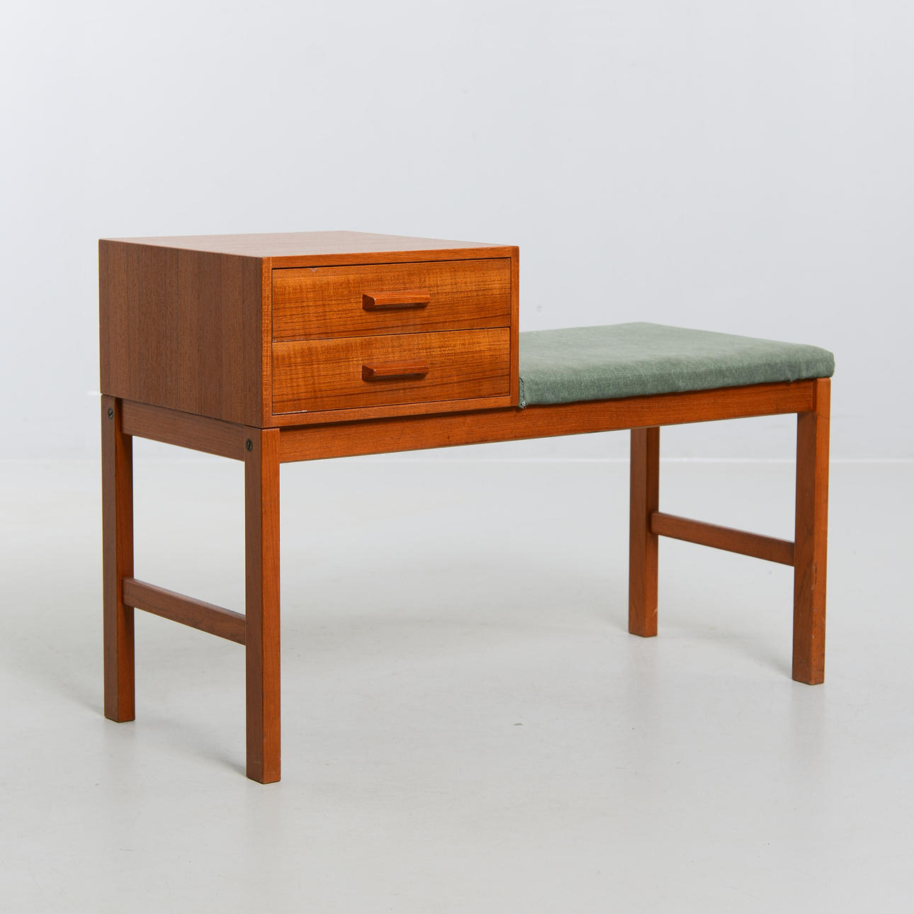 A teak telephone bench, 1960s.