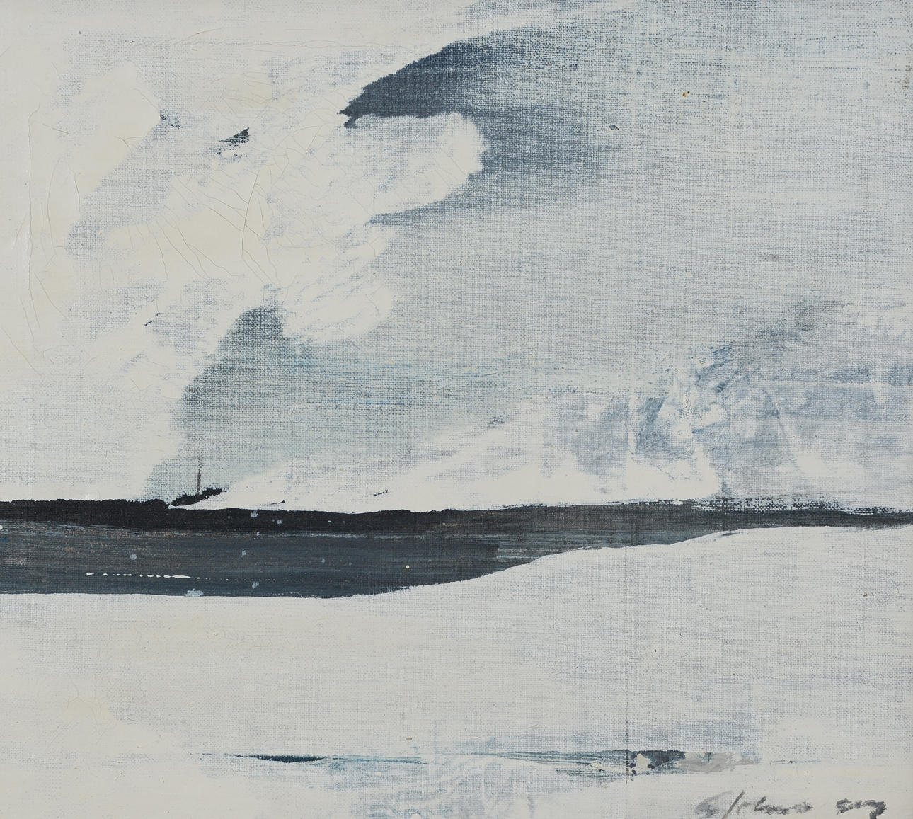 GUNNAR JOHNSSON. "Öppet Vatten", oil on canvas, signed.