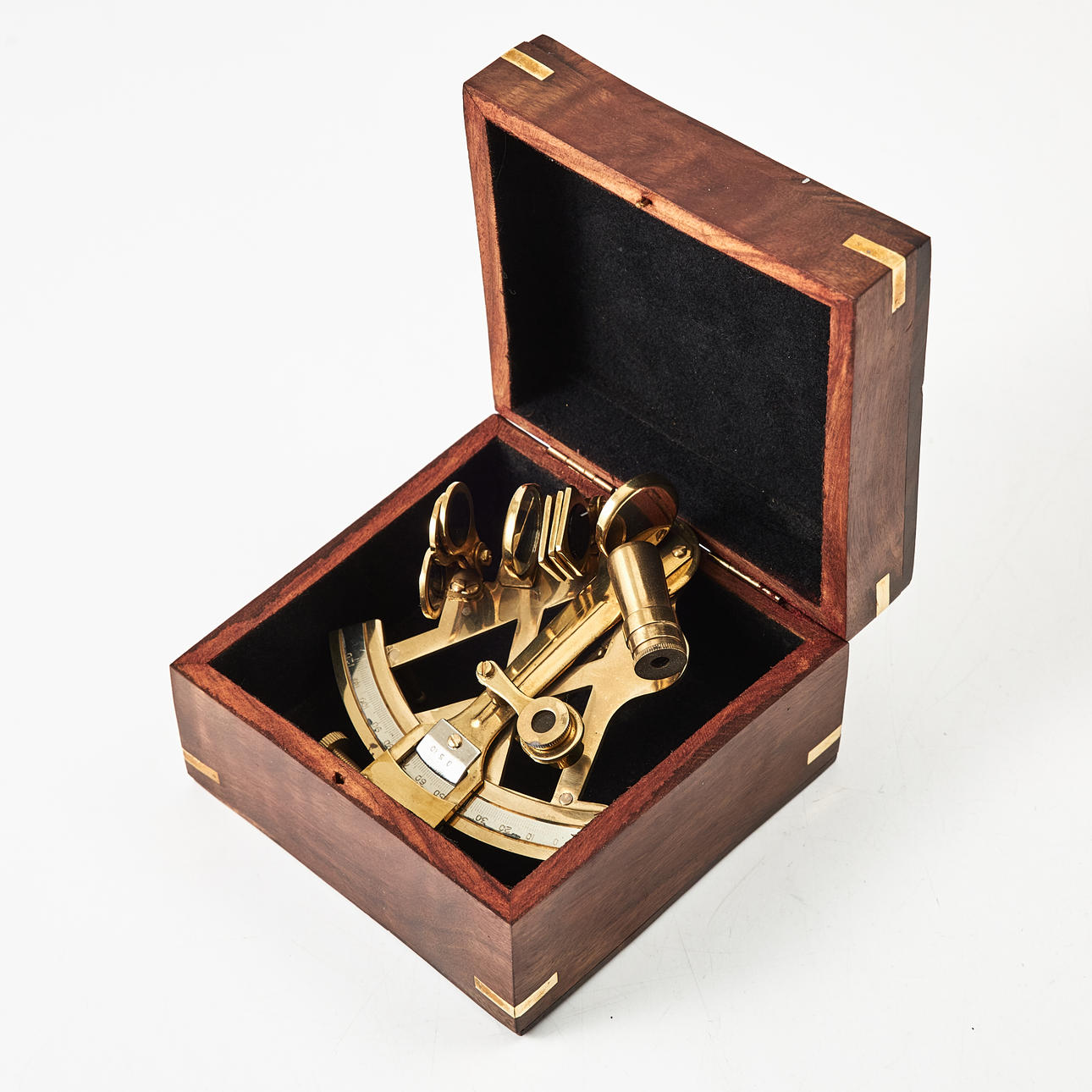 SEXTANT, in wooden box, contemporary.