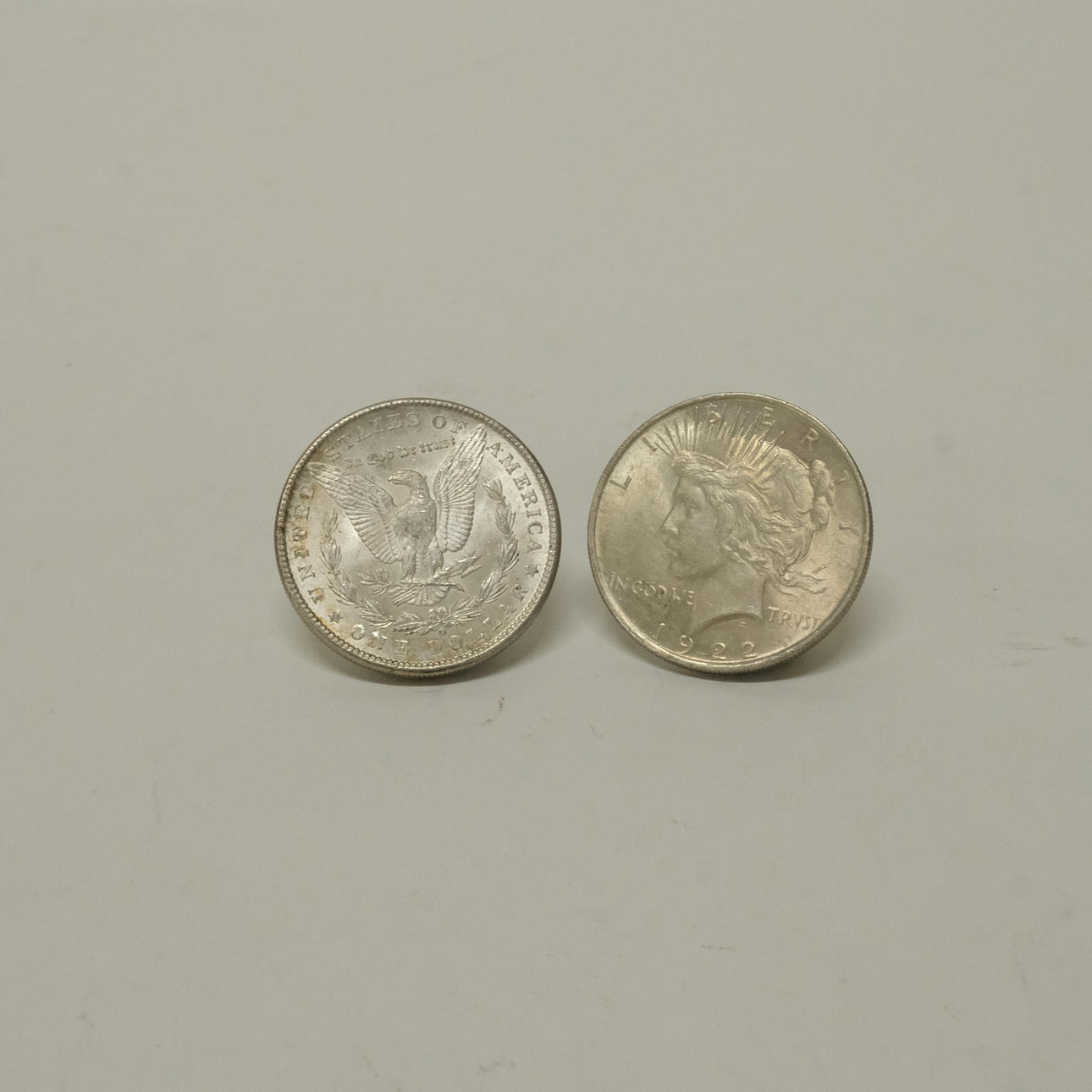 COIN, SILVER, ONE DOLLAR, USA, TWO PIECES.