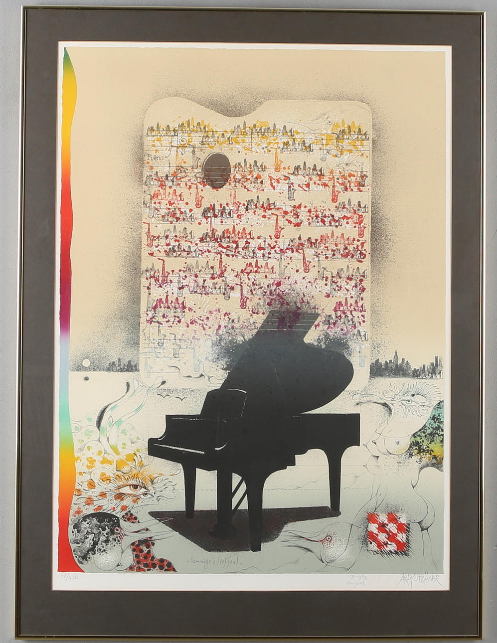 ARDY STRÜWER. "homage à StaffanS", färglitografi, signerad och numrerad 68/200.