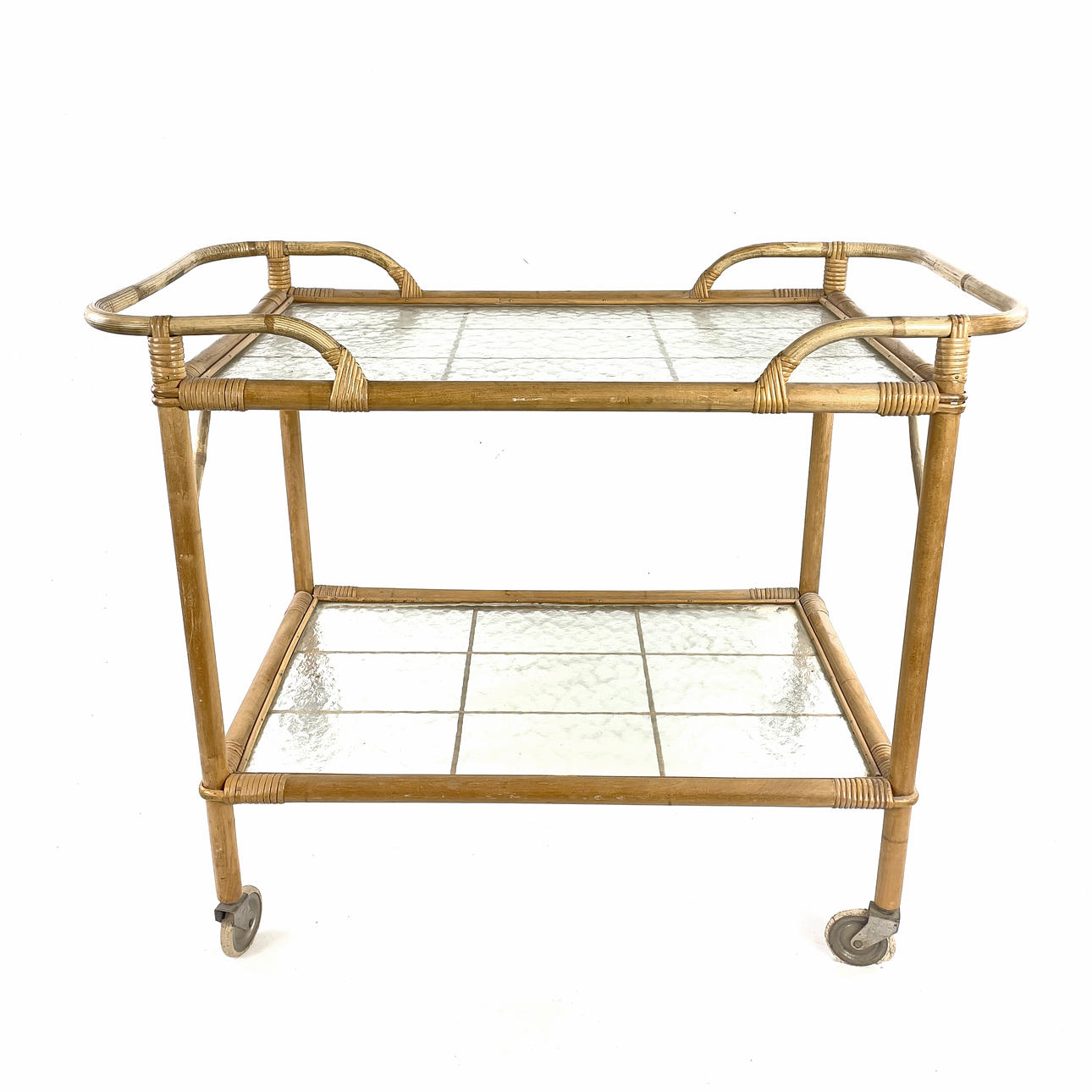 SERVERINGSVAGN, bambu/glas, ca 1900-talets mitt.