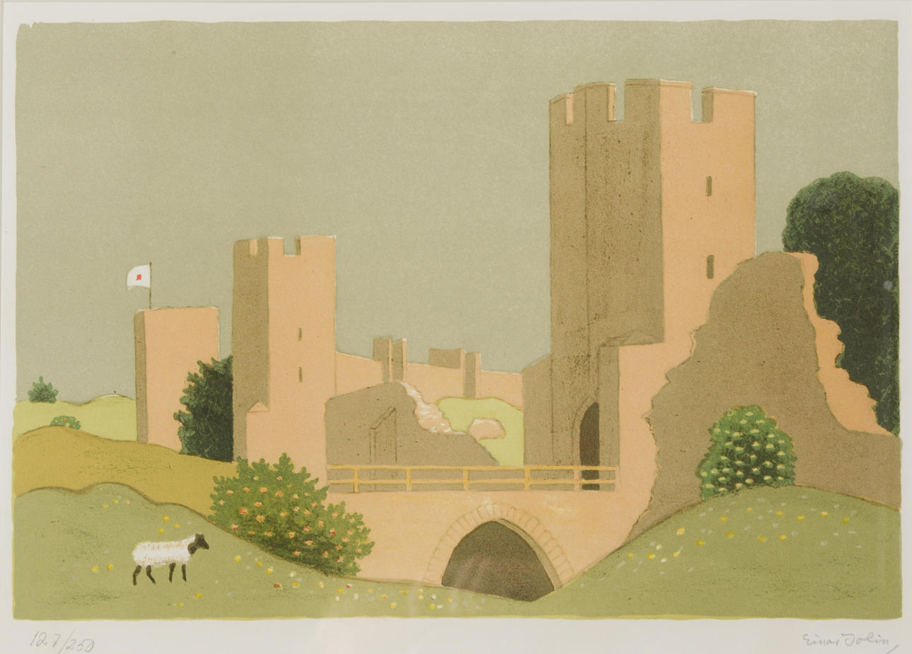 EINAR JOLIN. Visby Ringmur, colour lithograph, signed and numbered.