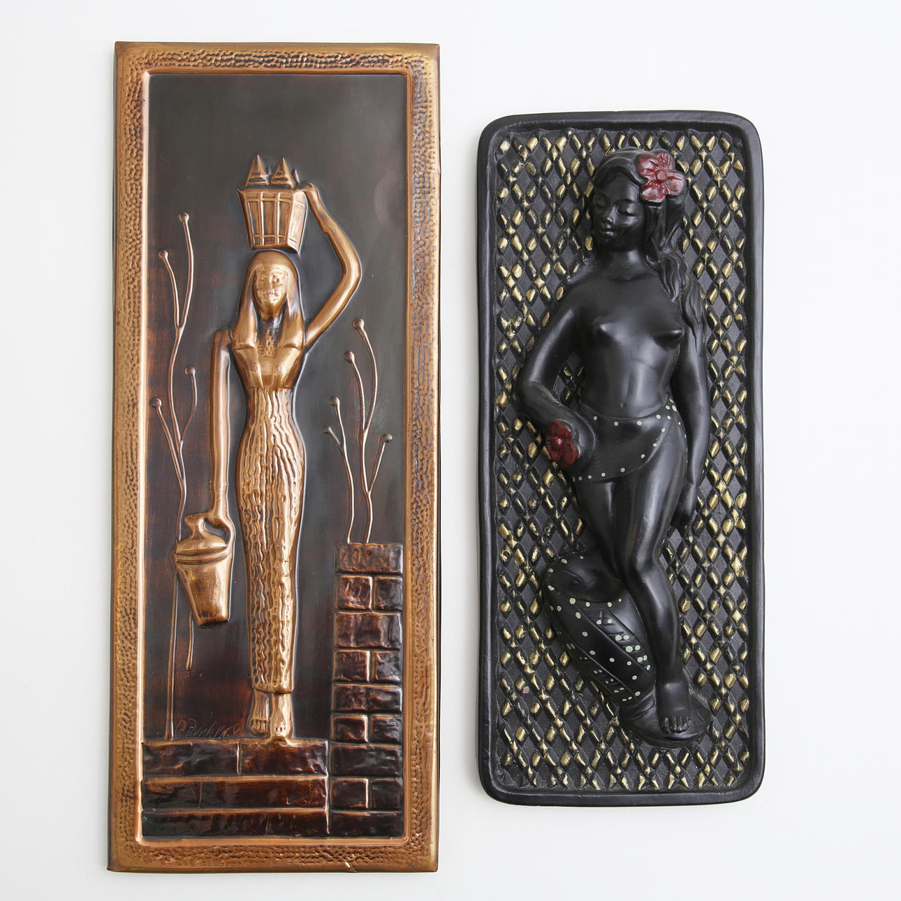 Two wall reliefs, 1960s.