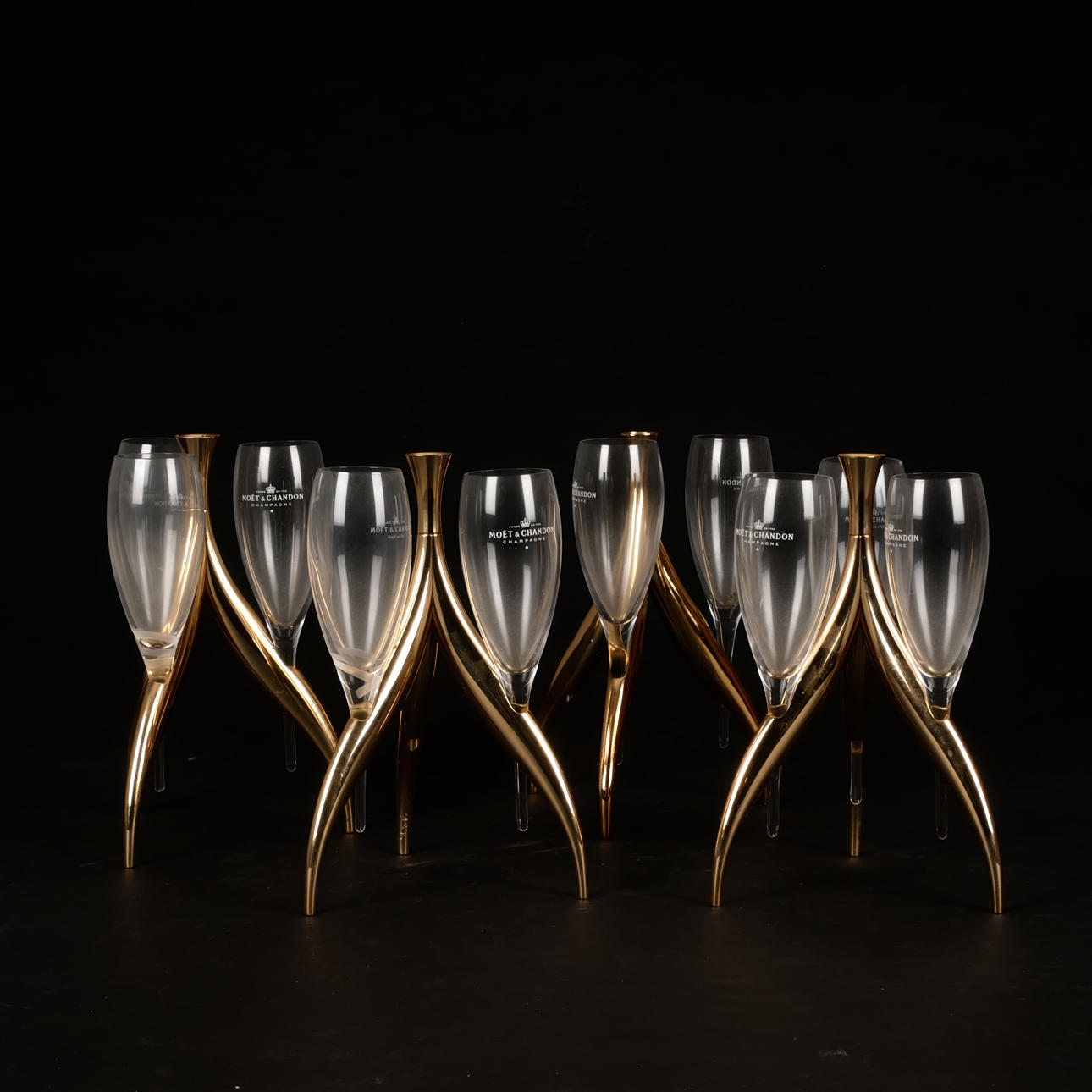 CHAMPAGNE TREE, with flute glass, “Moët & Chandon”.