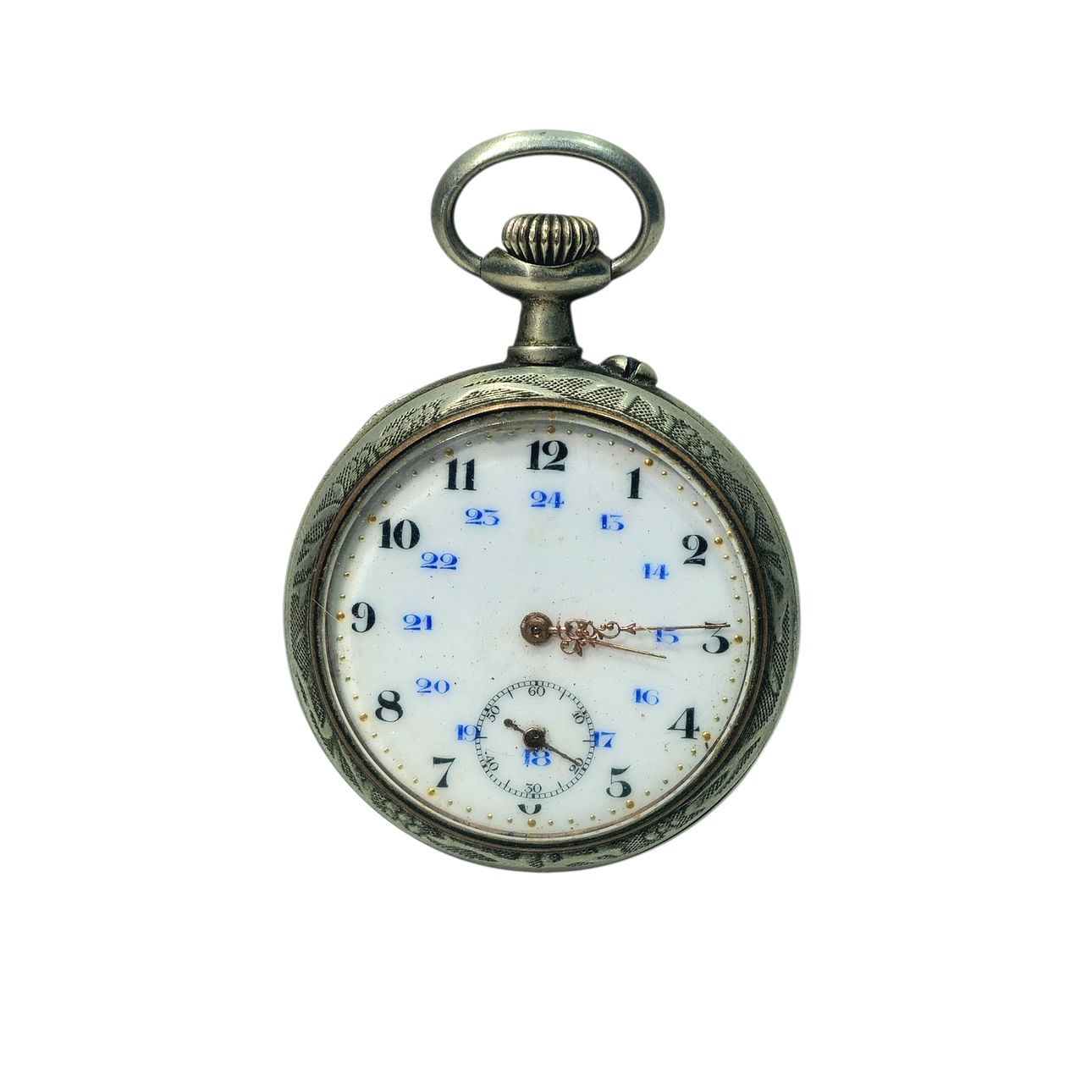 Pocket watch with exposed dial. Circa 1940.