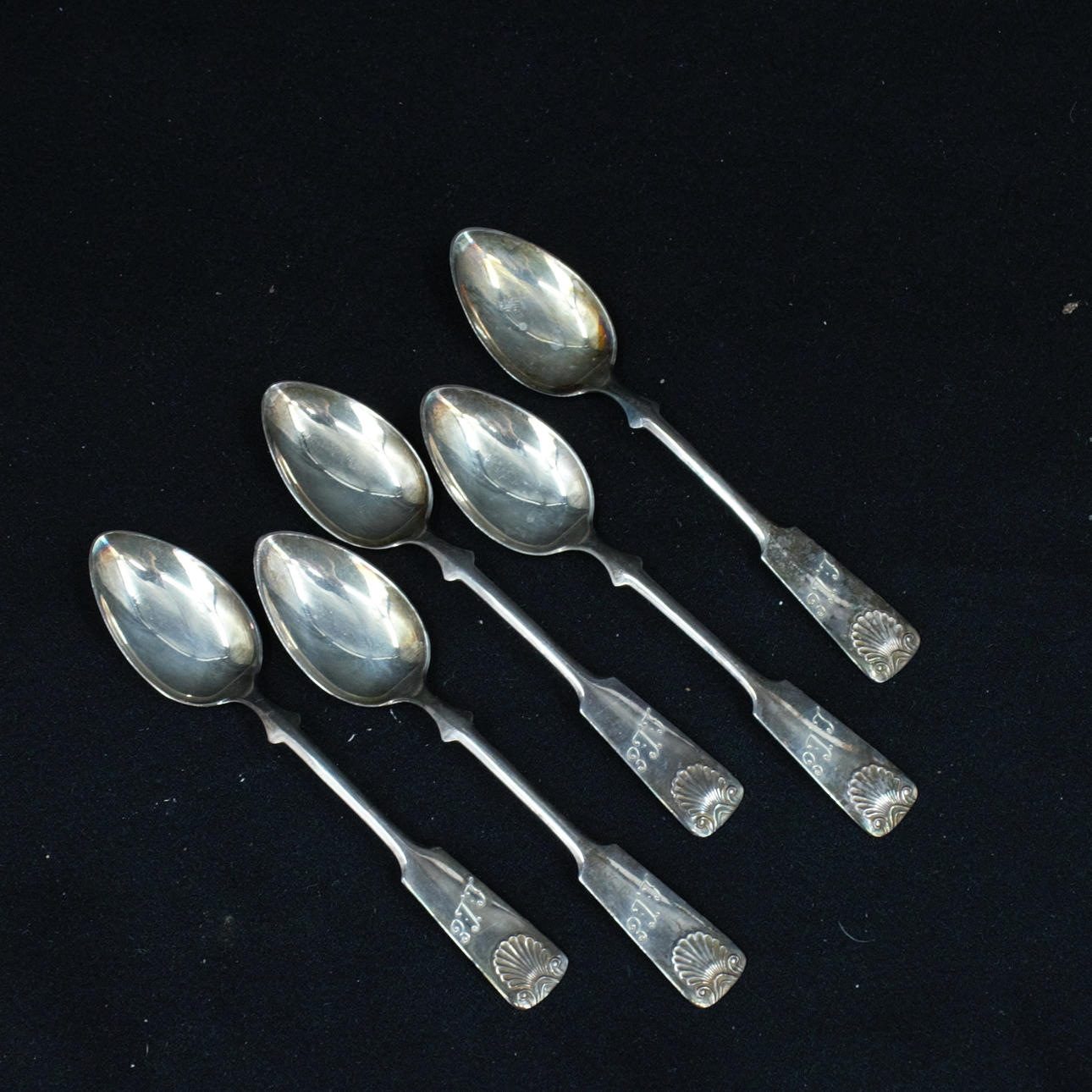 COFFEE SPOONS, 5 pcs. silver monogram, Finland.