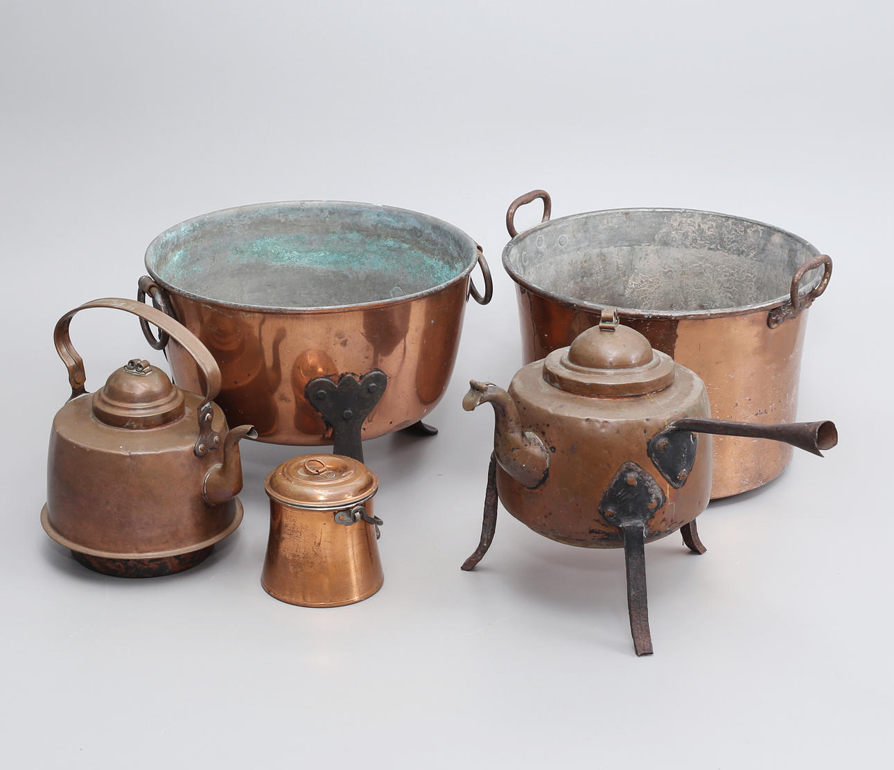 A set of five copper objects, 1800/ 20th century.