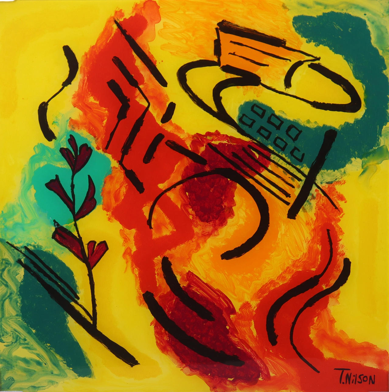 TOMAS NILSON. glasmålning, "Ur kurs".