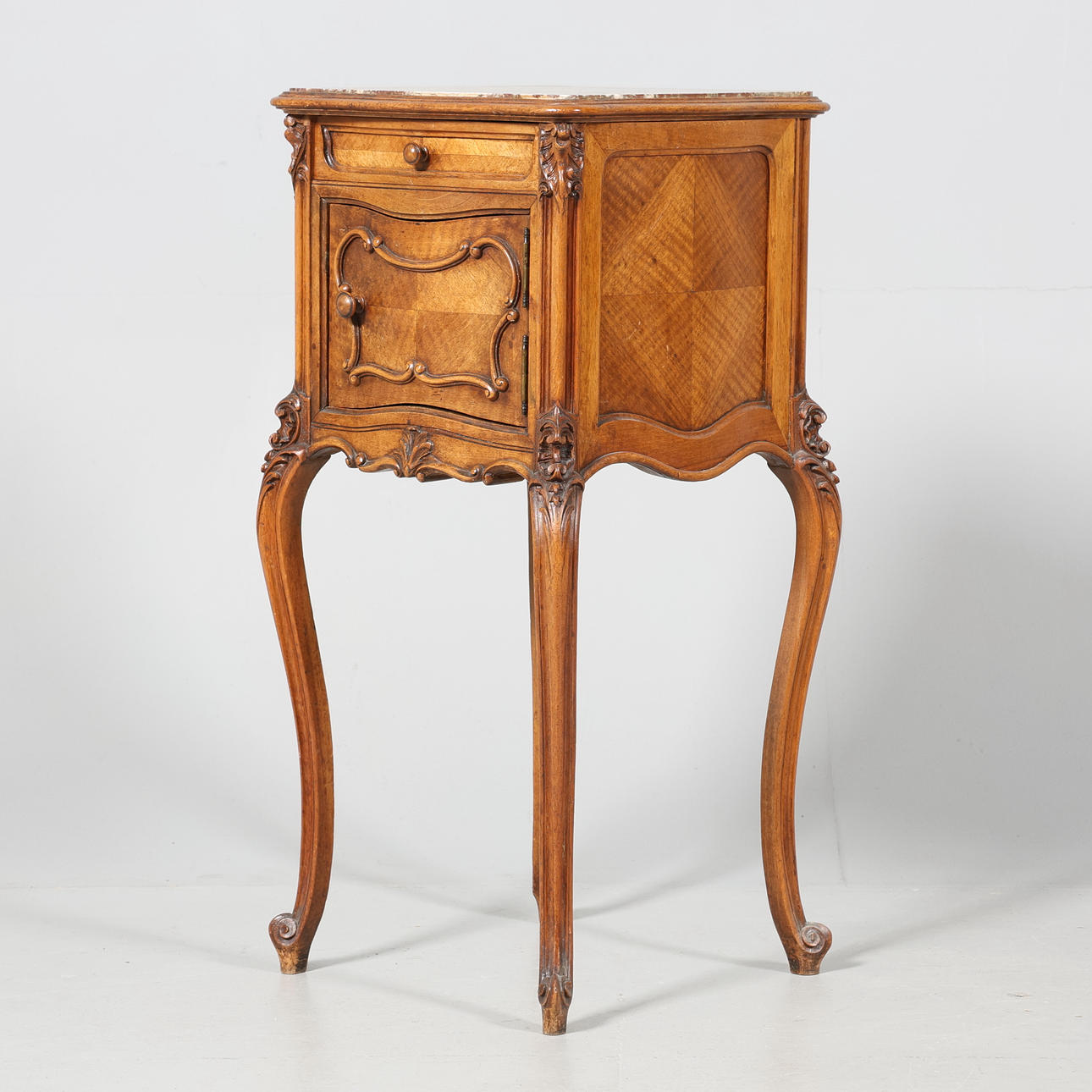 BEDSIDE TABLE, Rococo style, stone top.