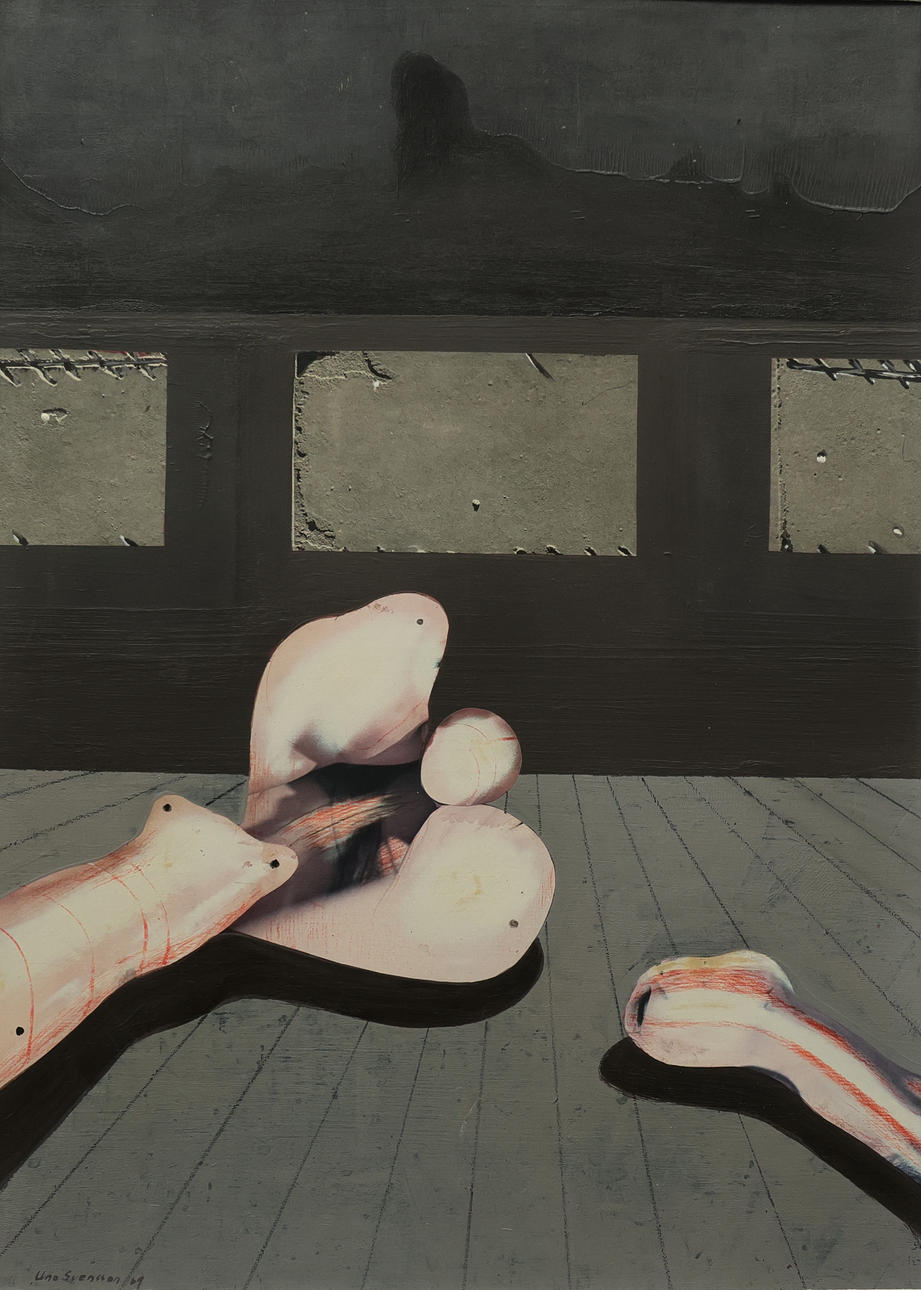 UNO SVENSSON. mixed media, signed and dated 69.