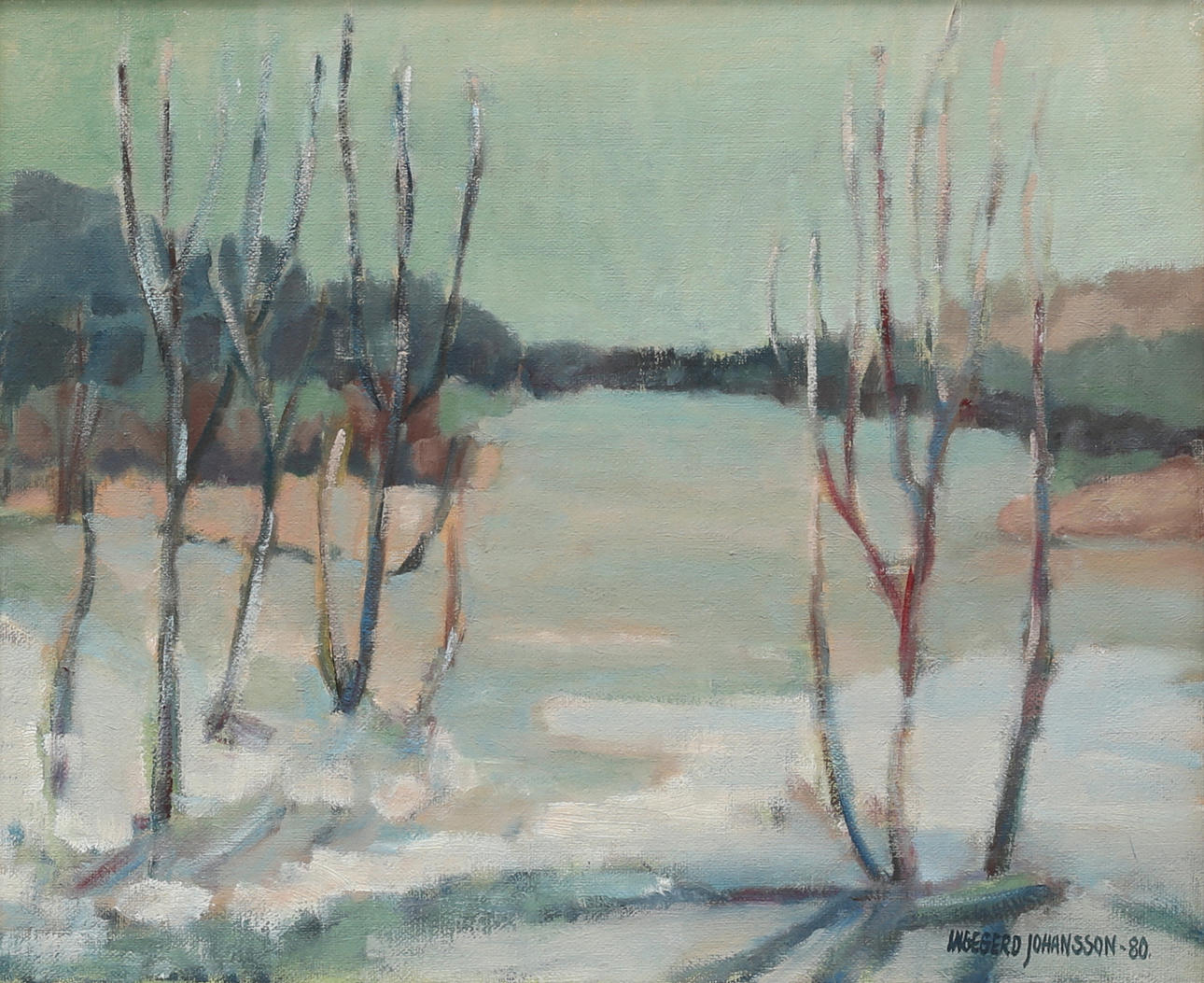 INGEGERD JOHANSSON. “Spring Winter”, oil on canvas, signed, dated 80.