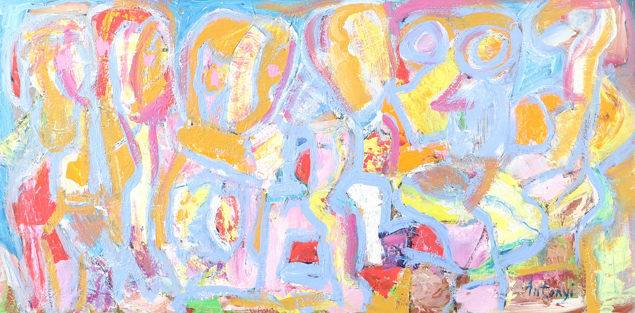 IMRE ANTONYI. Figures, oil on panel, signed Antonyi.