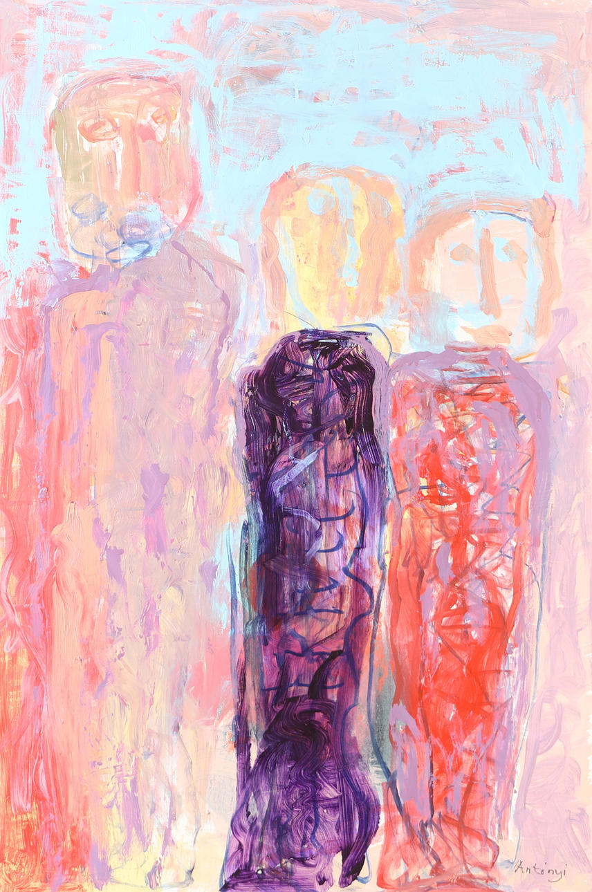 IMRE ANTONYI. Figures, oil on canvas, signed Antonyi.