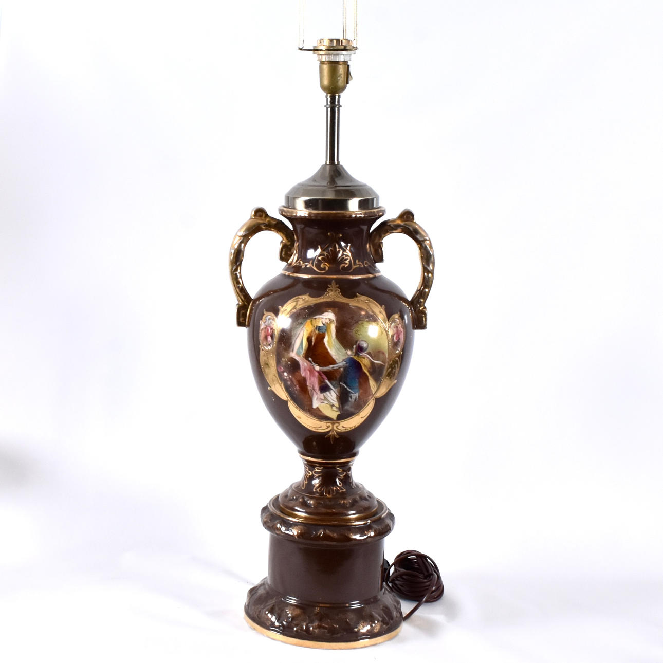 TABLE LAMP, flint and brass.