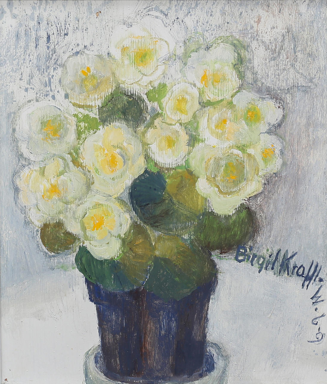 BIRGIT KRAFFT WESTERBERG. (Västervik) “Begonia”, oil on panel, signed, 1984.