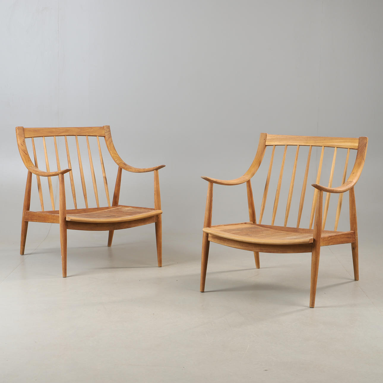LOUNGE CHAIRS, 1 pair, teak, contemporary.