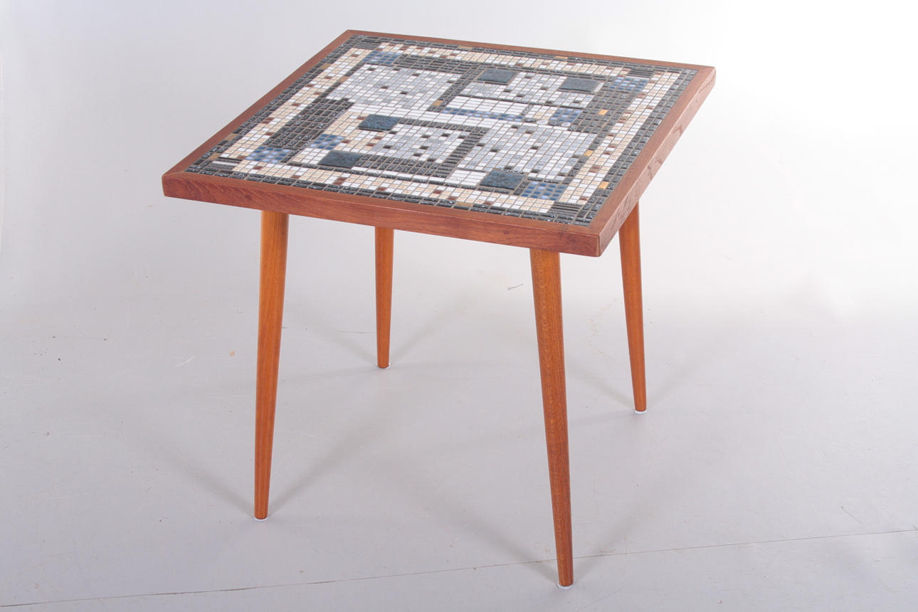 BORD, med mosaik, teak, 1960/70-tal.