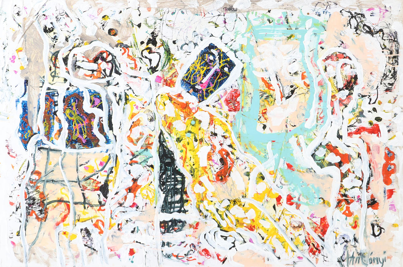 IMRE ANTONYI. Composition, oil on cardboard, signed Antonyi.