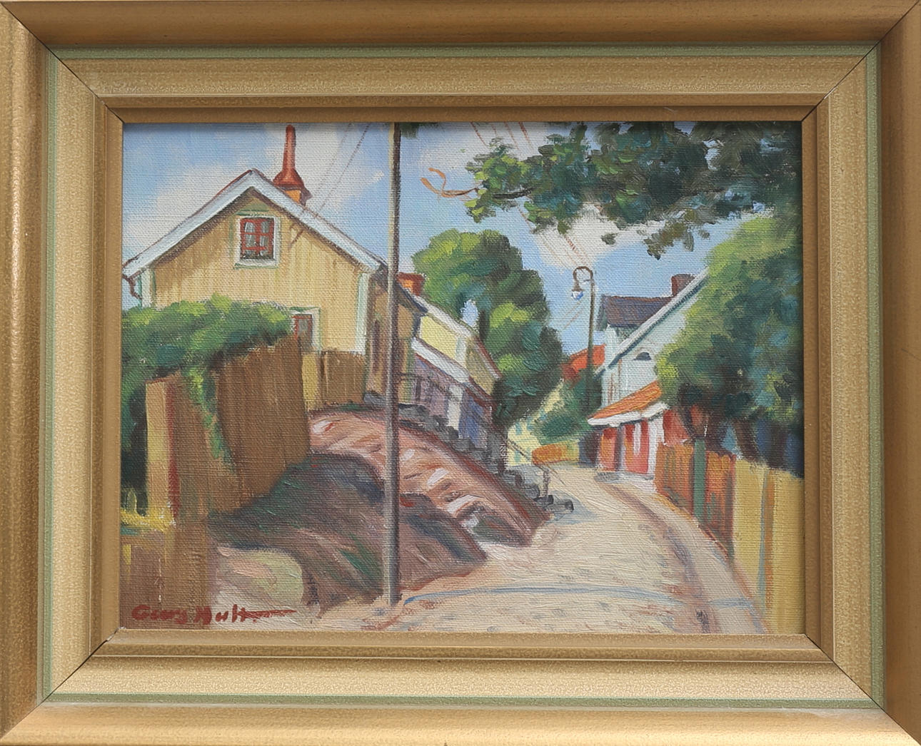 GEORG HULT. "Besväret", olja på pannå, signerad.