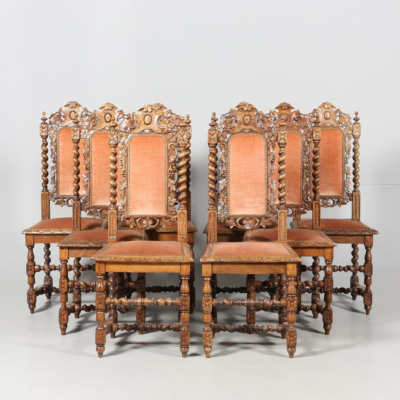 STOLAR, 8 stycken, barockstil, 1900-tal.