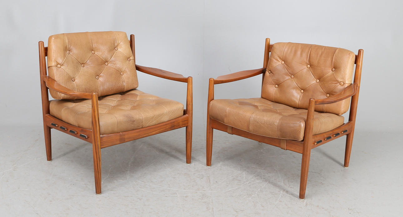 FÅTÖLJER, 1 par, "Läckö", Ingemar Thillmark, OPE möbler, 1900-talets andra hälft.