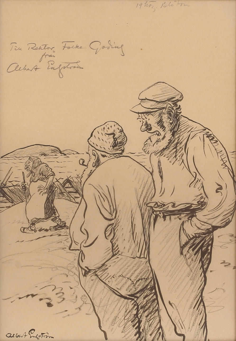 ALBERT ENGSTRÖM. Drawing, ink, signed.