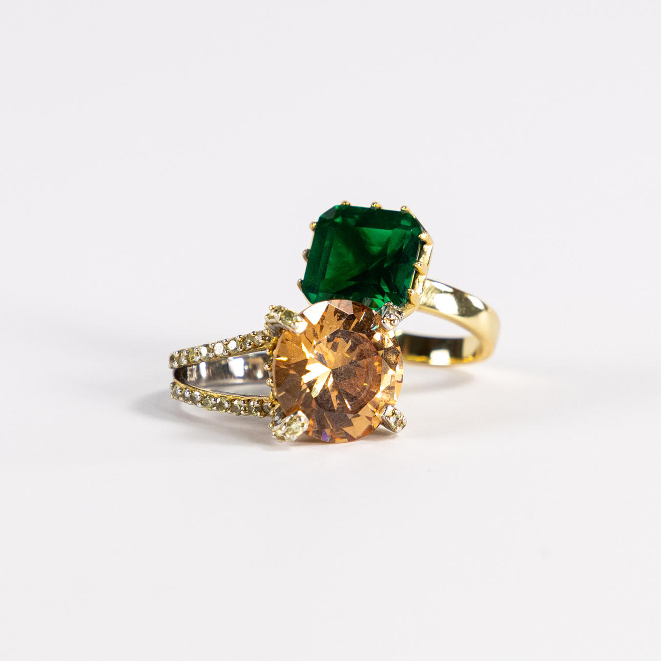 COCKTAIL RINGS. 2 pcs, sterling silver.