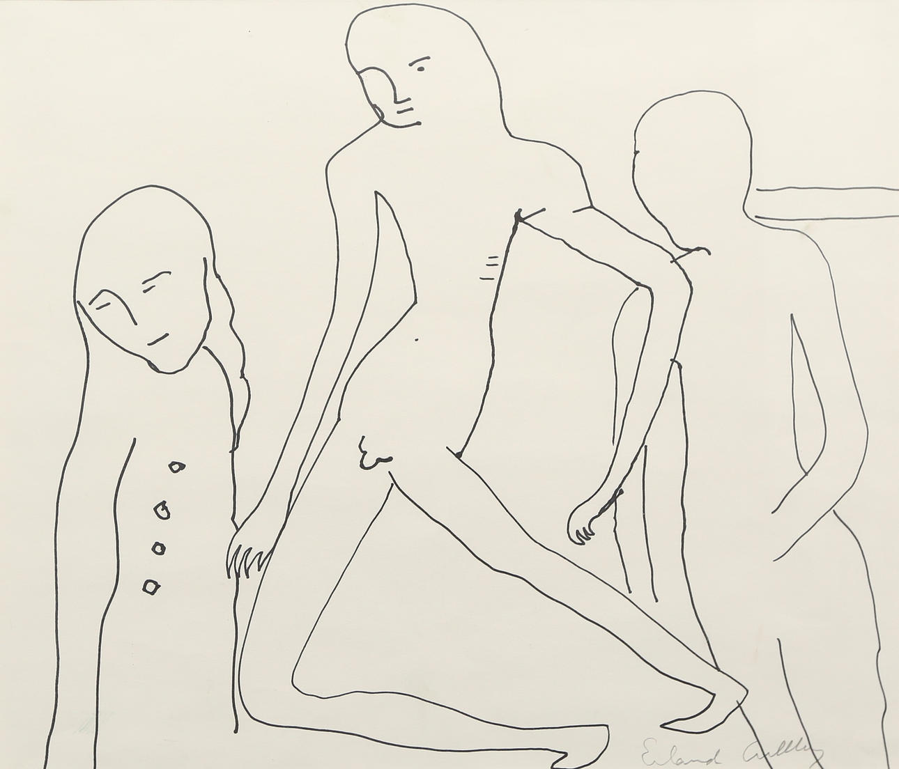 ERLAND CULLBERG. drawing, Figure composition, signed.