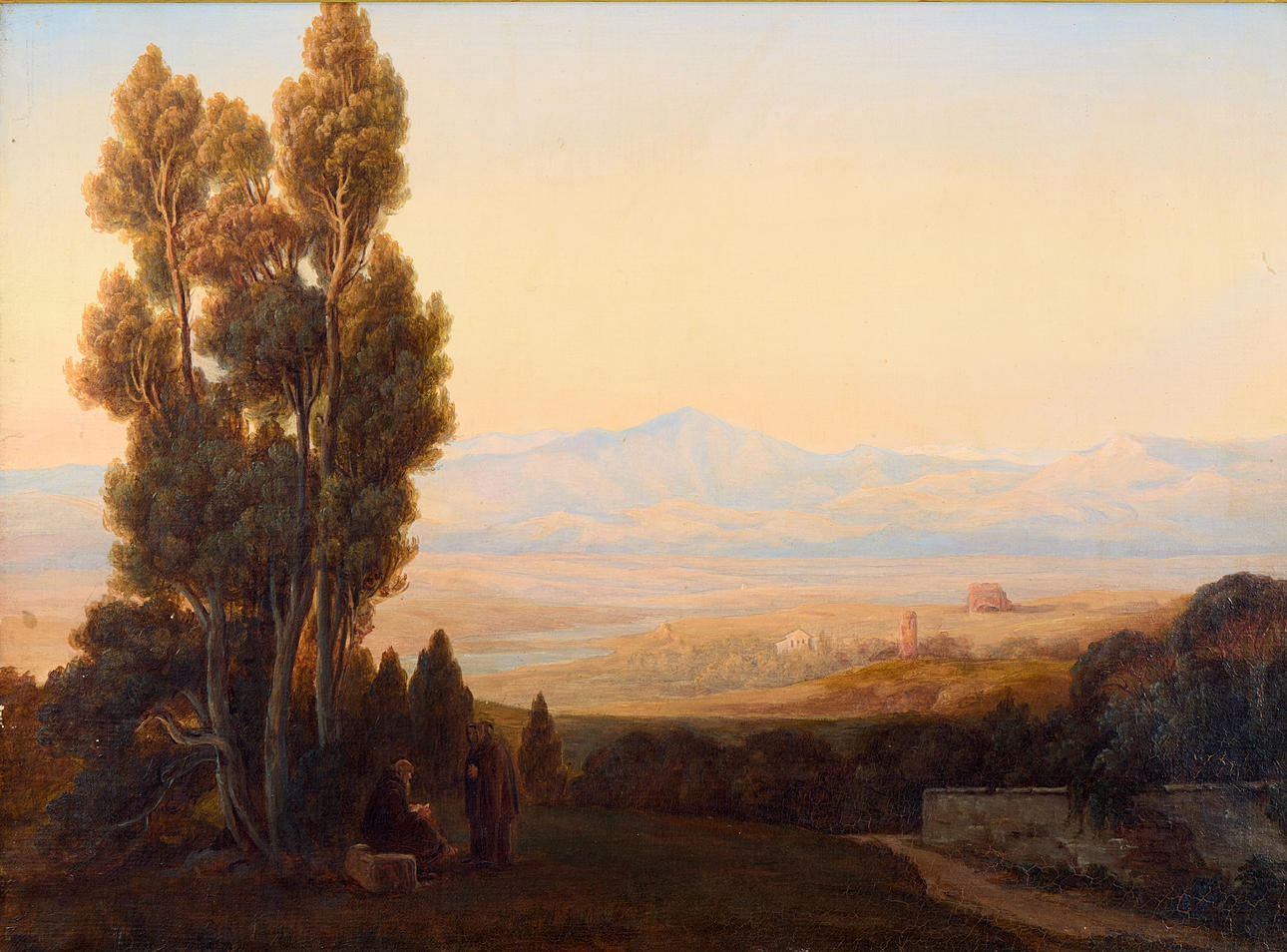 OKÄND KONSTNÄR. Landscape with figures.