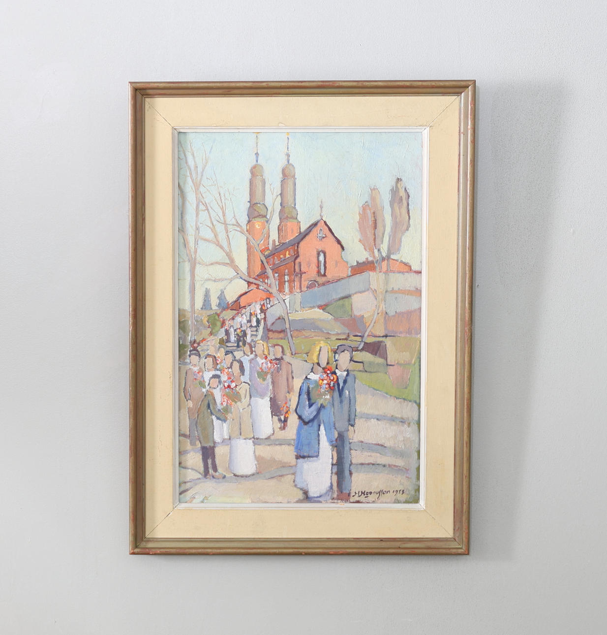 OIDENTIFIERAD KONSTNÄR. Högalidskykirke, oil on panel, signed and dated 1953.