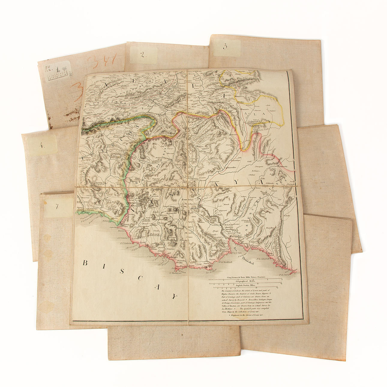 KARTA. Över Pyrenéerna, tio delar, 1809.